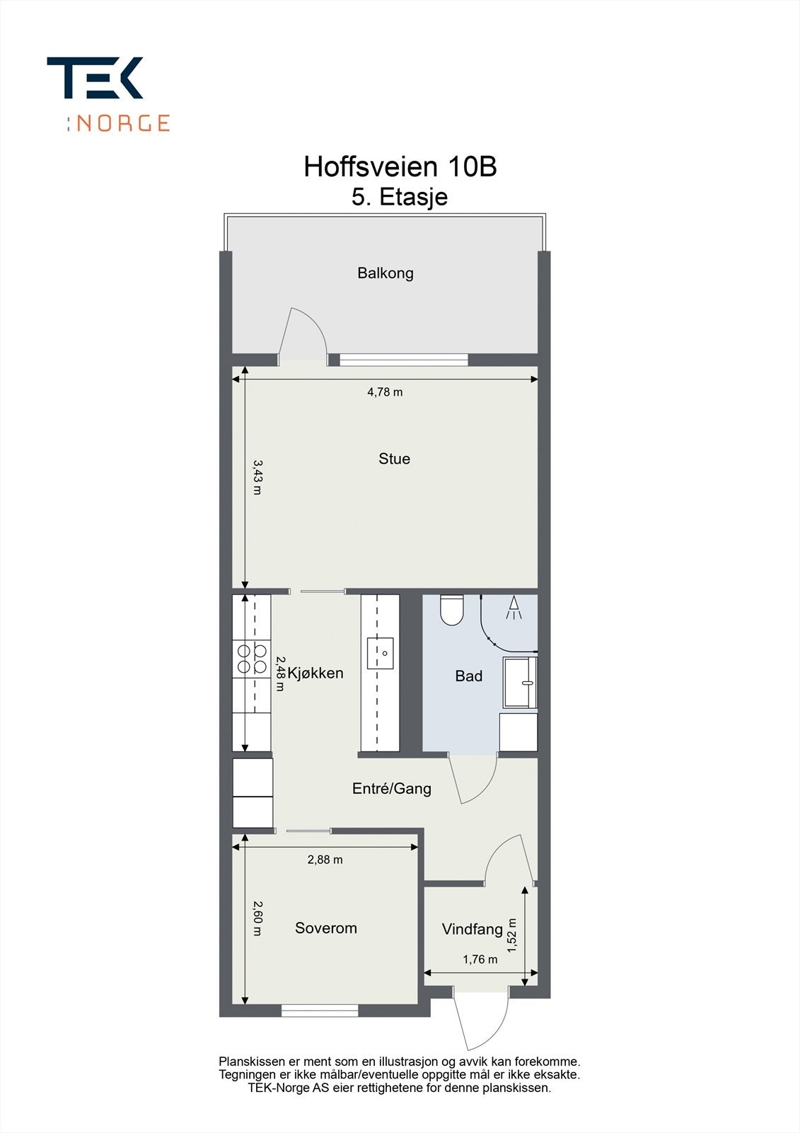 Plantegning Hoffsveien 10B, 5. etasje. Galleribilde