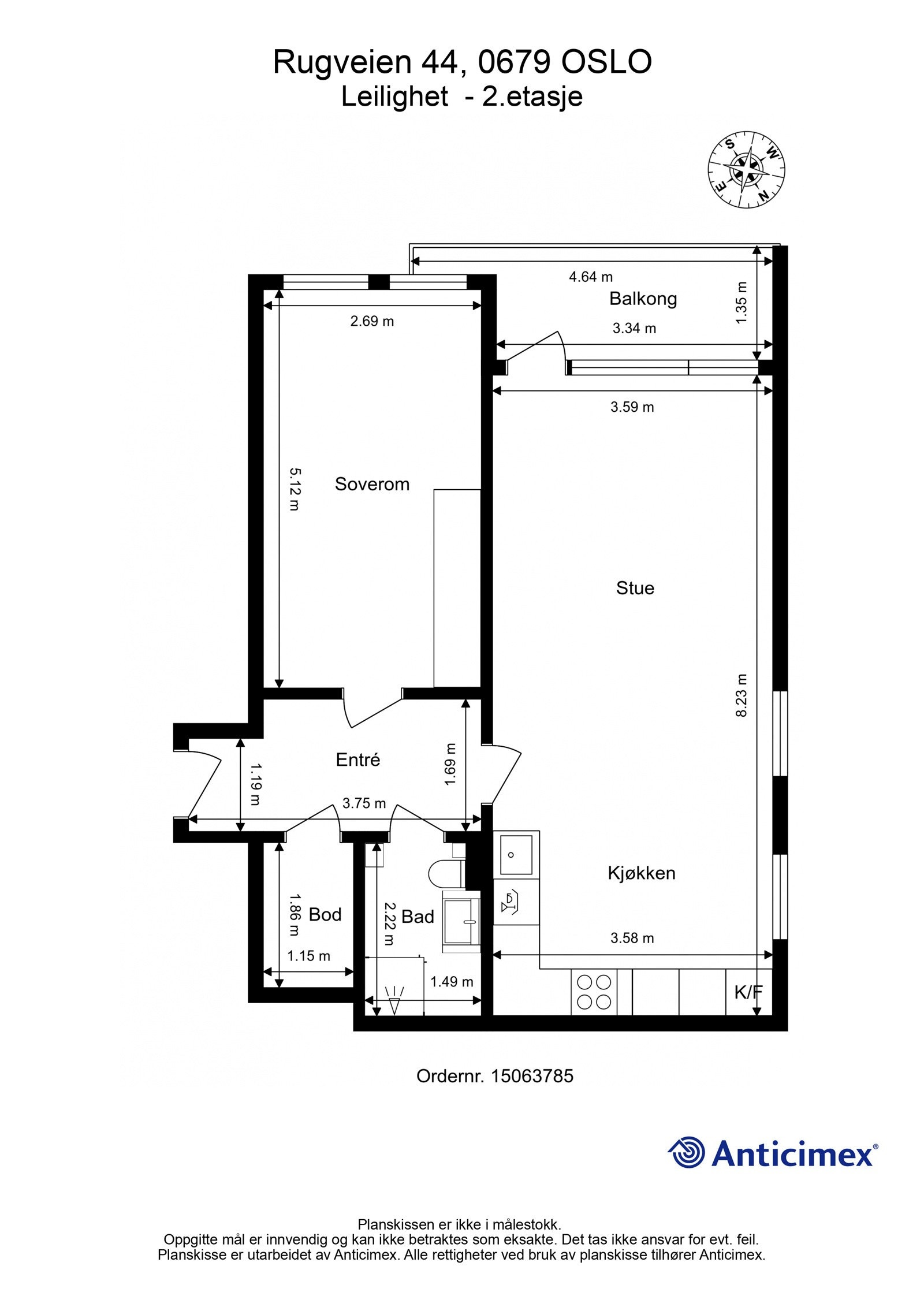 Skisse med mål. Galleribilde