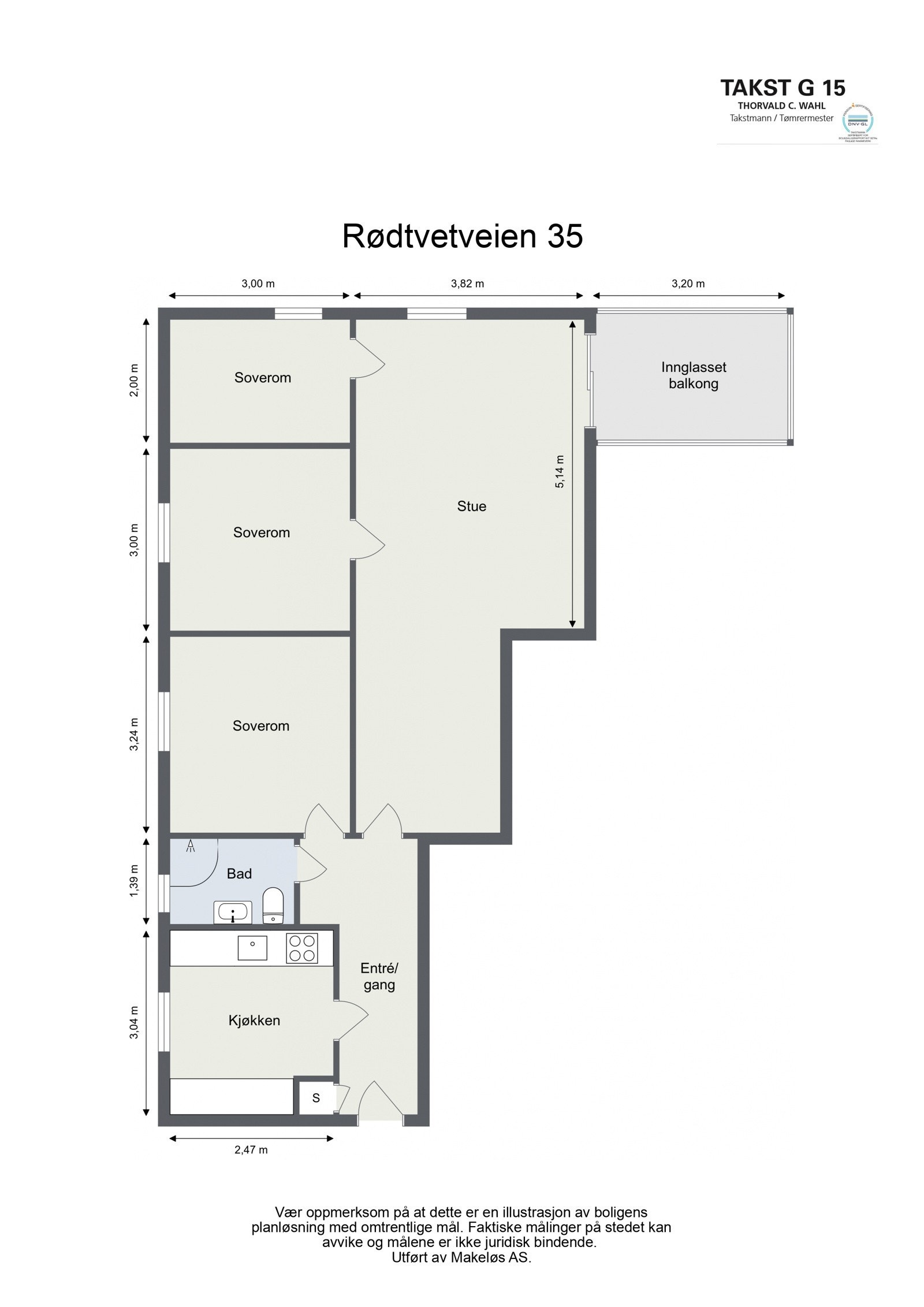 Arealeffektiv planløsning. Hjørneleilighet med romslig entré, 3 gode soverom på rekke, eget kjøkkenrom, bad fra 2024, romslig stue med utgang til 7 kvm innglasset balkong. Galleribilde