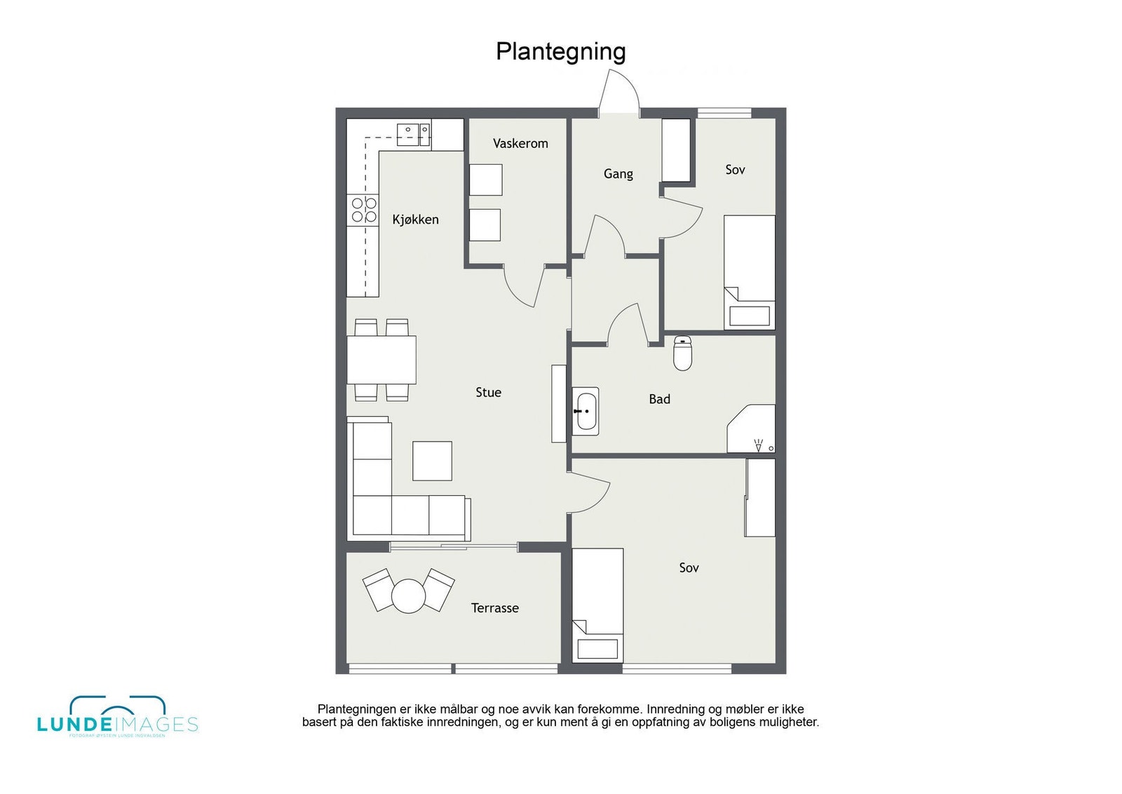 Planskisse - ikke målbar - leiligheten har et BRA-i på 68 kvm og BRA-b på 8 kvm. Galleribilde