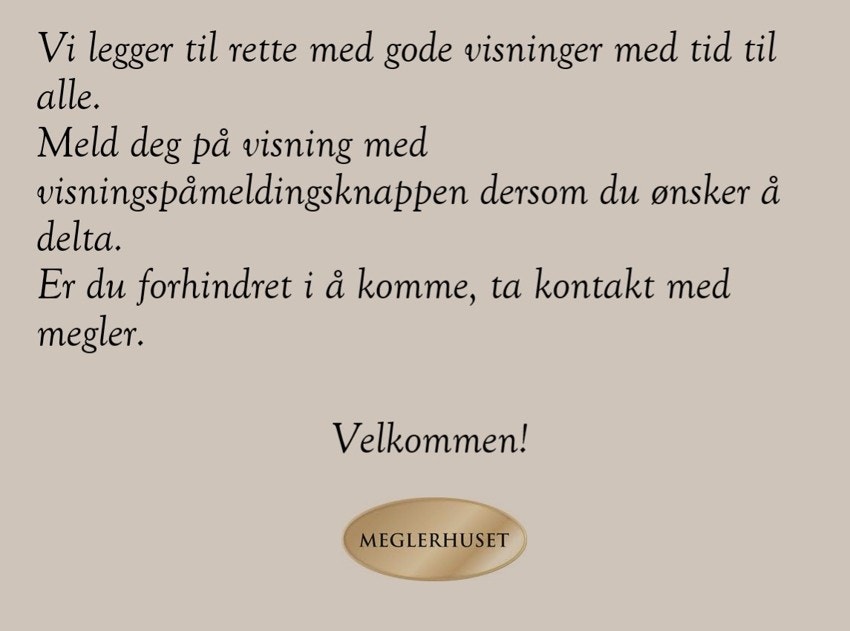 Informasjon vedrørende visningspåmelding. Galleribilde