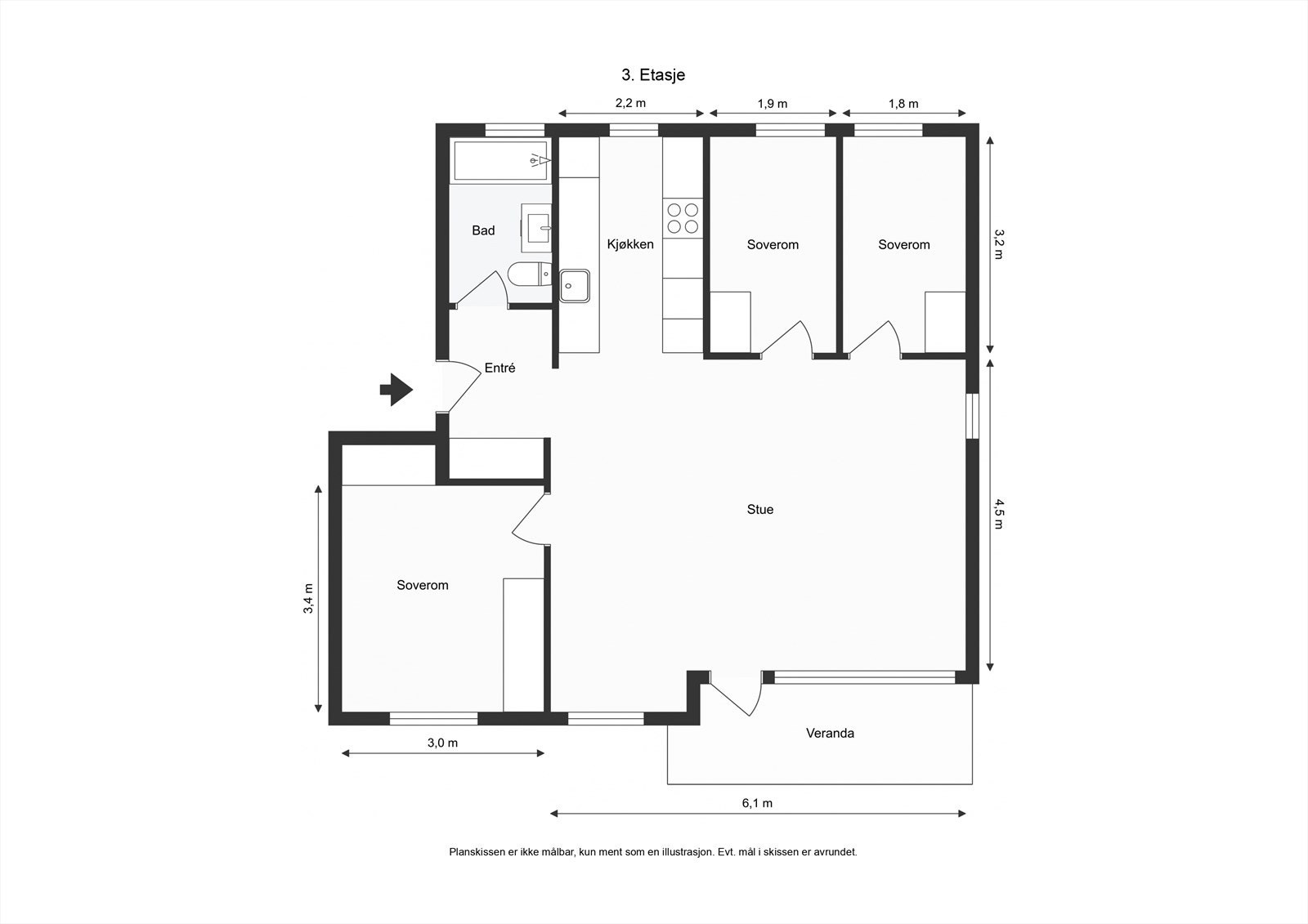 Målsatt plantegning, avvik kan forekomme! Galleribilde