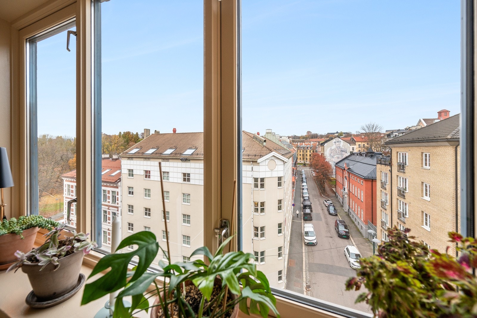 Fra soverommet er det nydelig utsikt mot Botanisk hage og det nye Tøyenbadet. Galleribilde