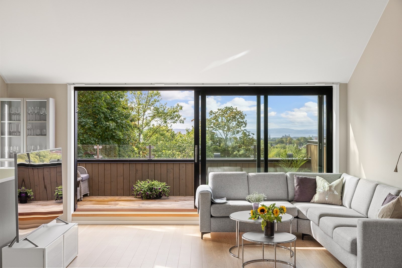 Fra stuen er det skyvedører som leder ut til en sydvestvendt takterrasse på ca. 10 m², hvor du kan nyte lange soltimer og en fantastisk utsikt over Oslofjorden. Galleribilde