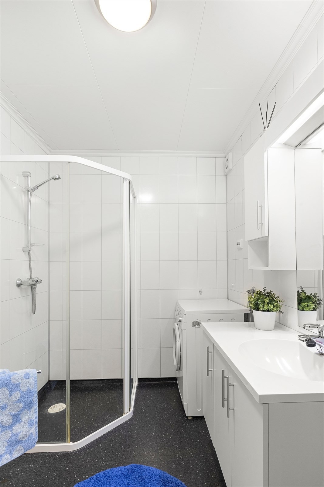 Opplegg til vaskemaskin på badet. Galleribilde