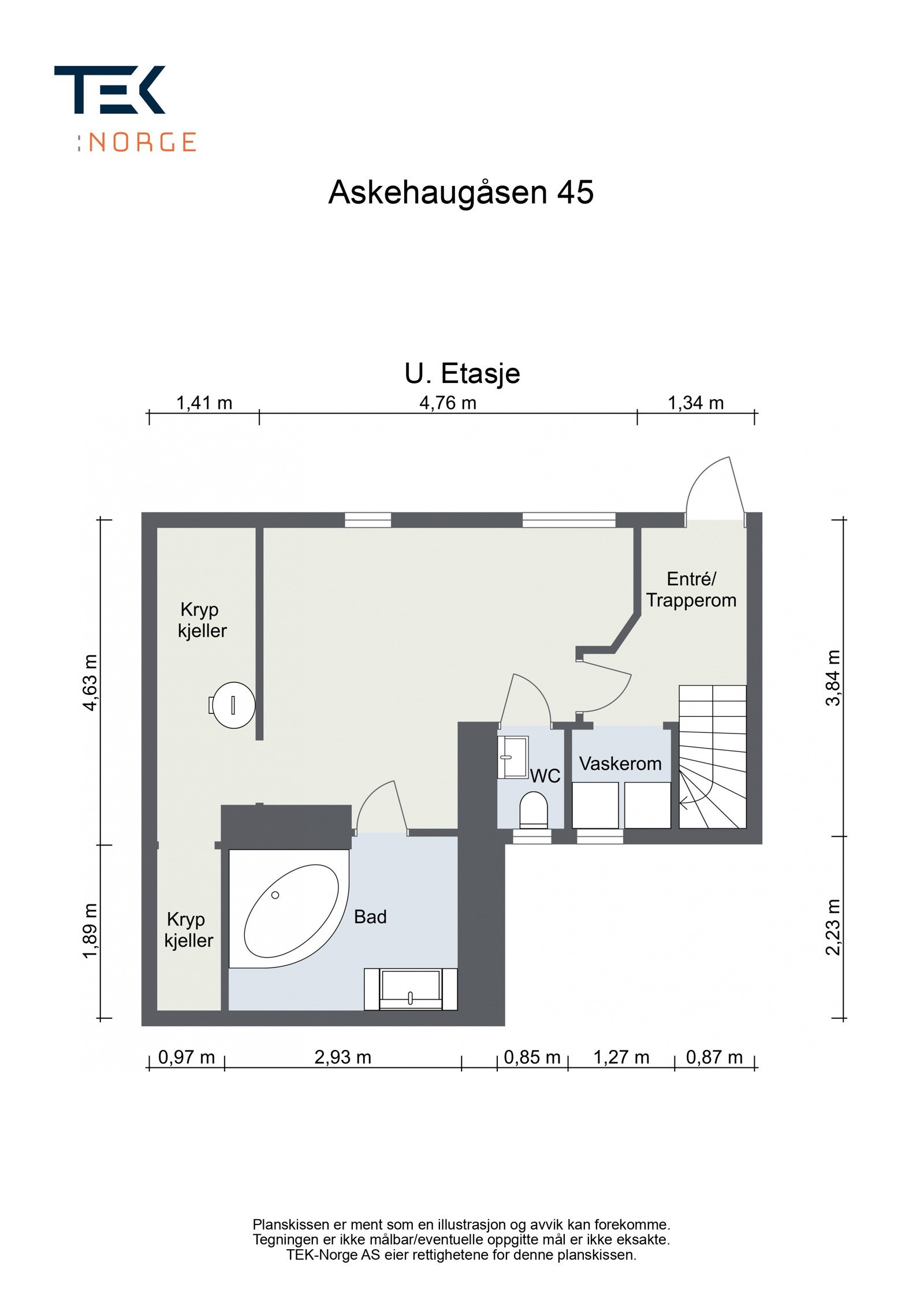 Floorplan letterhead - Askehaugåsen 45 - U. Etasje - 2D Floor Plan Galleribilde