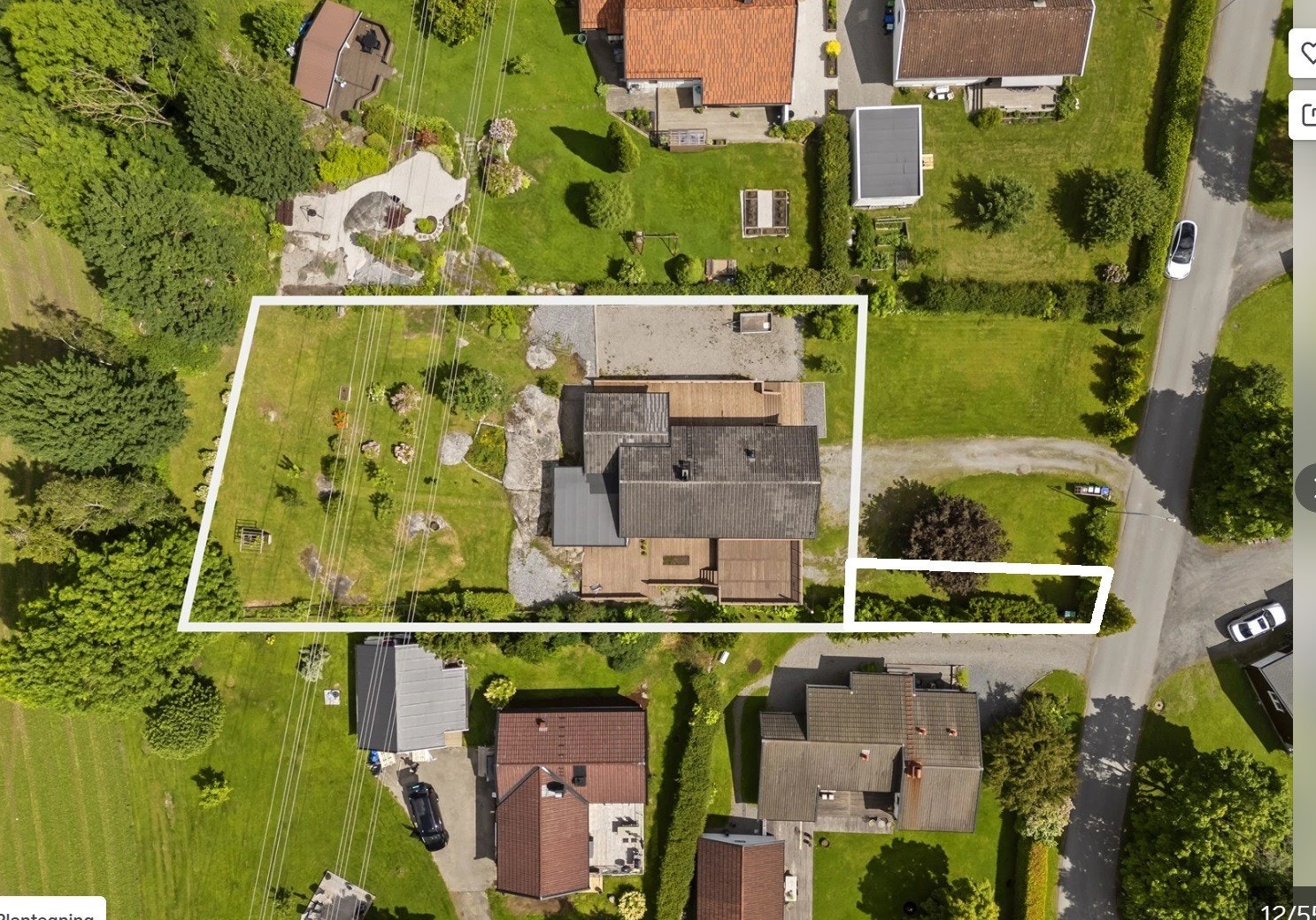 Eiendomsgrenser med ny felles innkjøring Galleribilde