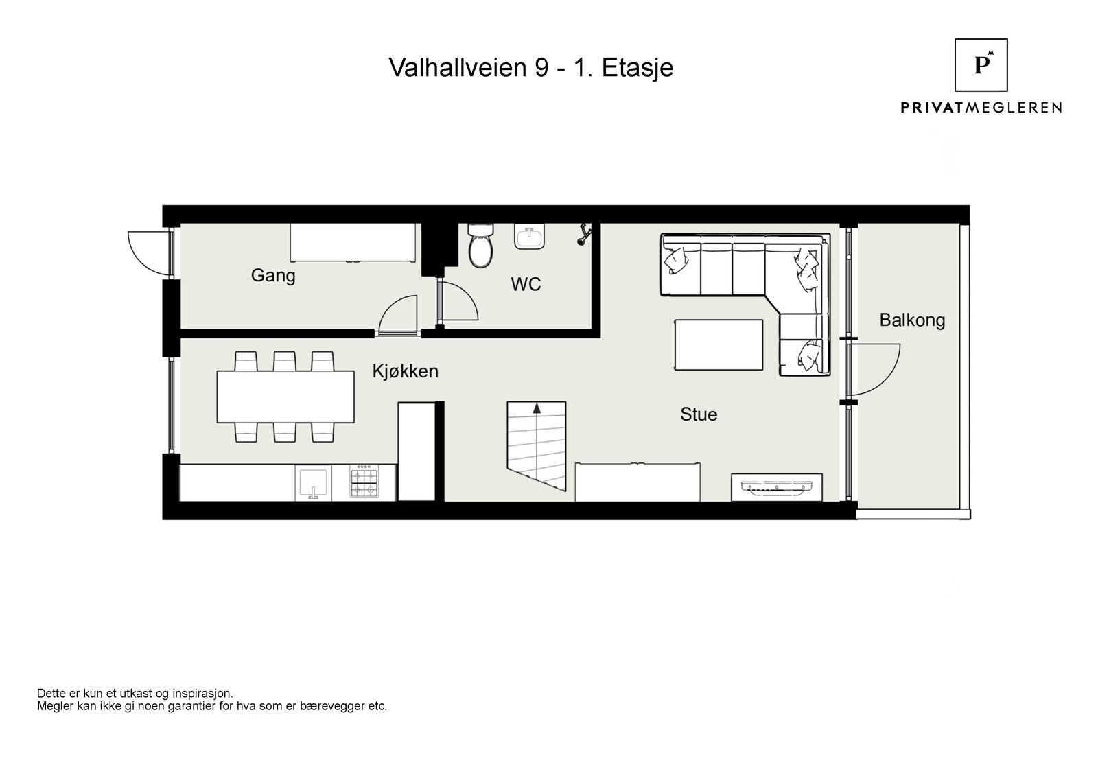Planskisse 1 etasje - ikke målbar. Avvik kan forekomme. Galleribilde