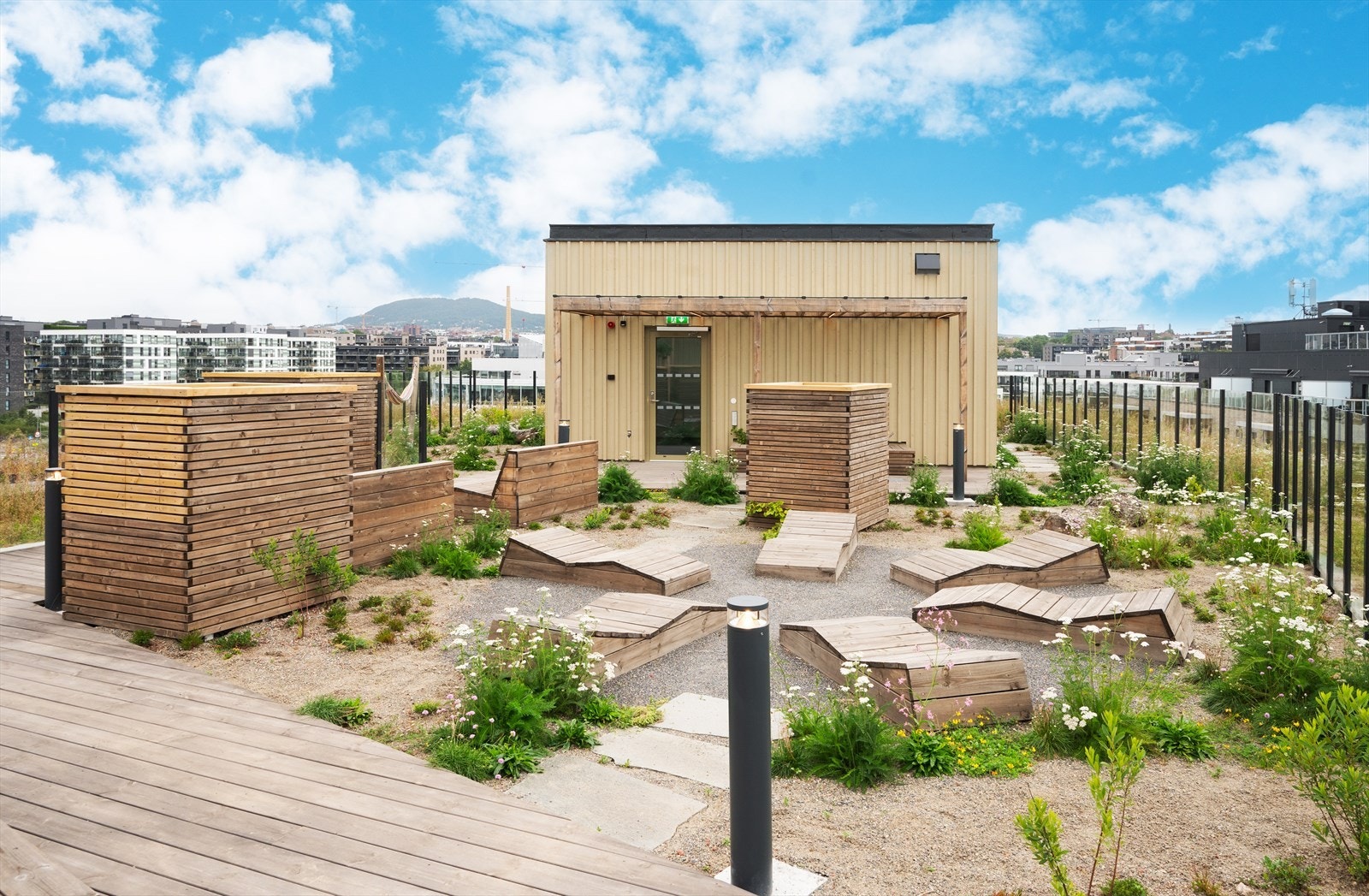 Bygget har felles takterrasse med sol fra morgen til kveld. Galleribilde