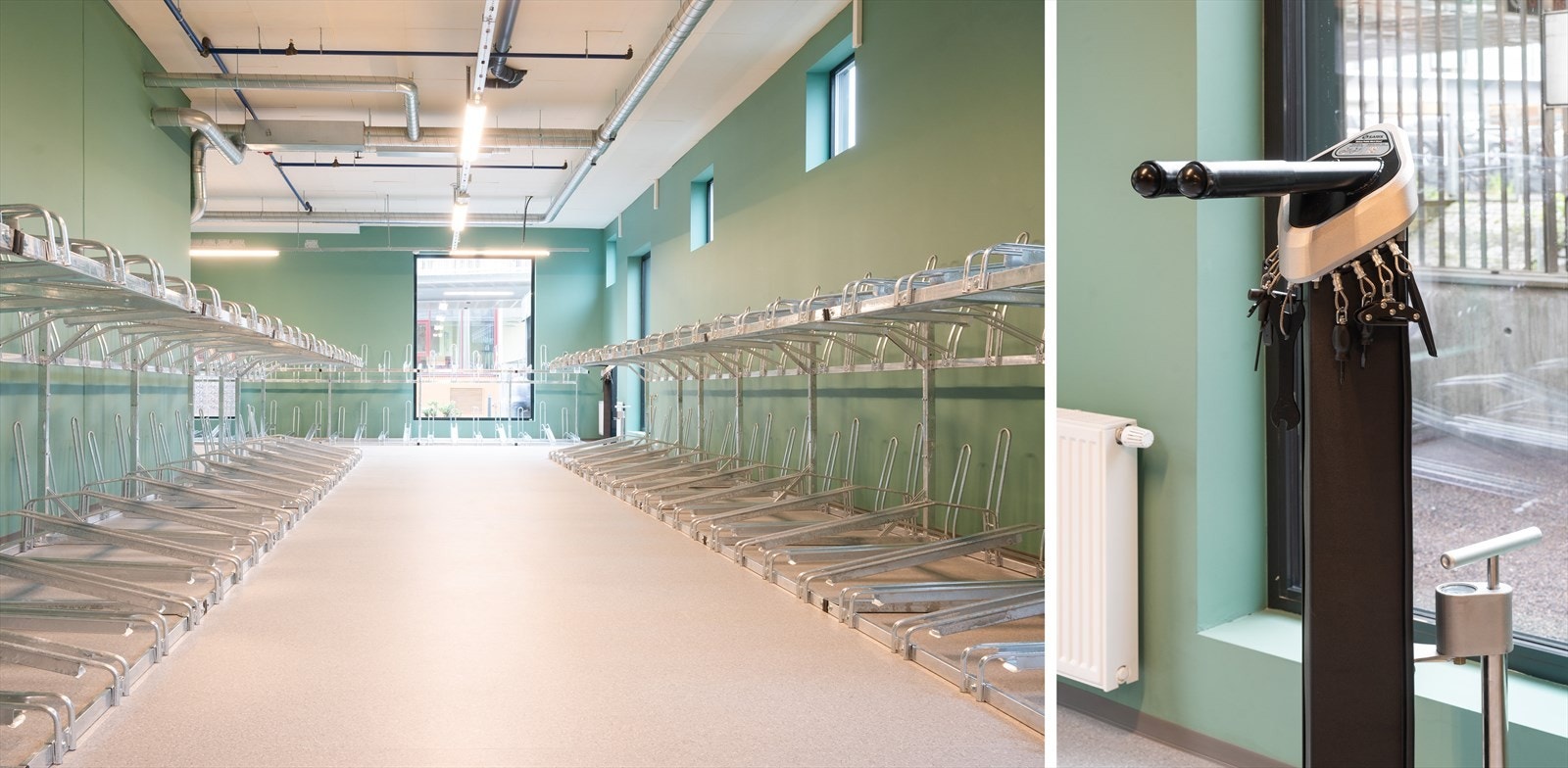 Bygget disponerer egen sykkelbod. Galleribilde