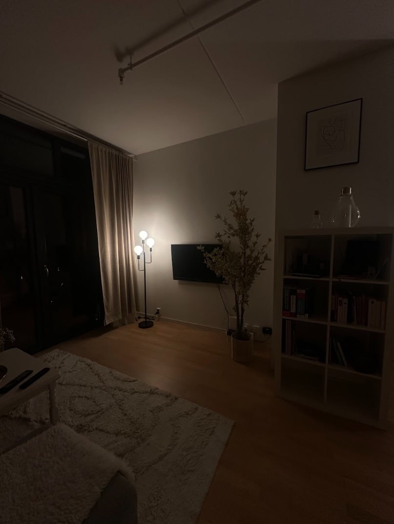 Stilfull stue med moderne innredning og direkte utgang til sydvendt balkong. Galleribilde