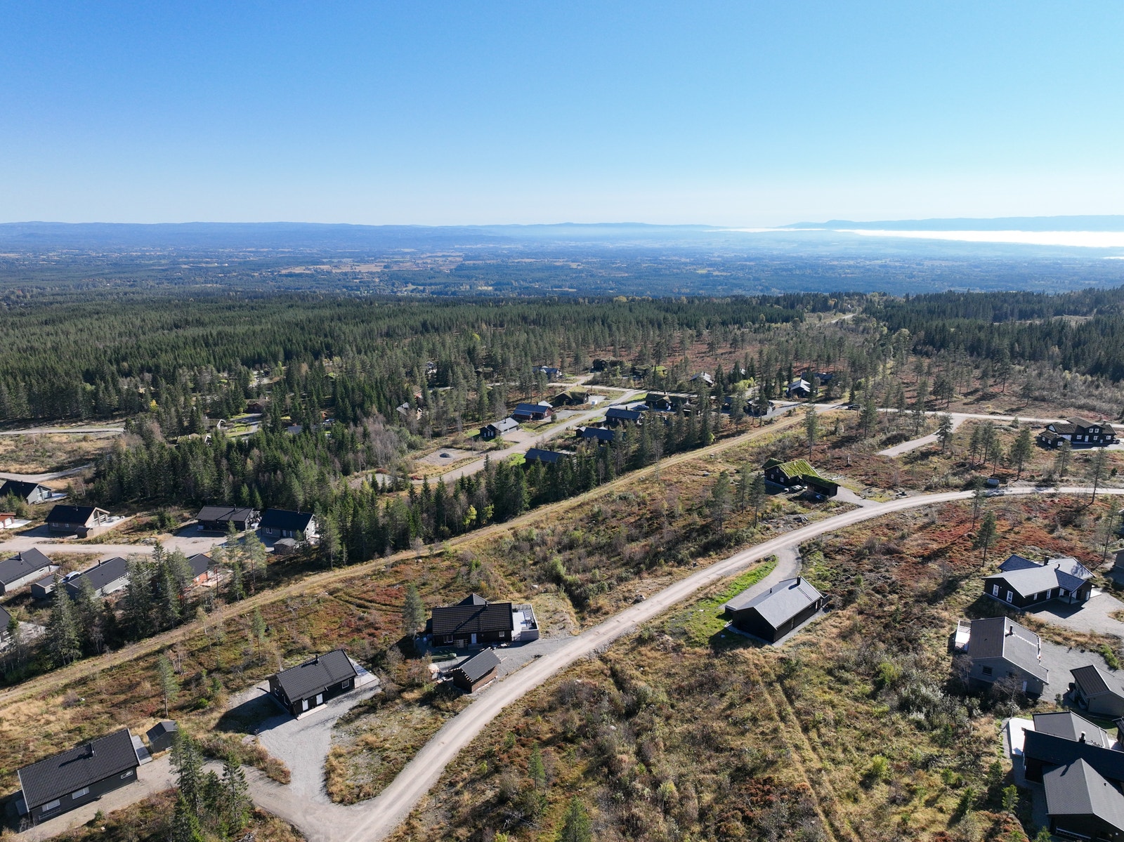 Dronebilde over hyttefeltet Galleribilde