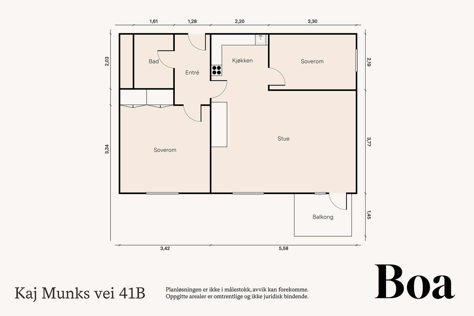 6. etasje: Entré, bad/vaskerom, stue/kjøkken og 2 soverom.
2 boder; en på ca. 2 kvm på 1. kjellerplan og en på ca. 3 kvm på 2. kjellerplan. Fellesvaskeri og felles sykkelbod på 1. kjellerplan. Galleribilde