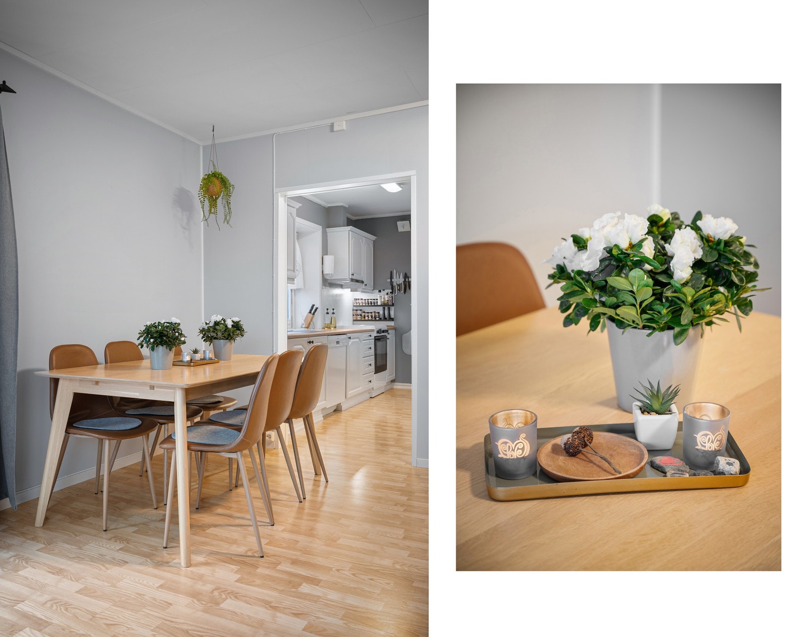 Spisestue i nærhet til kjøkken - praktisk for serveringen Galleribilde