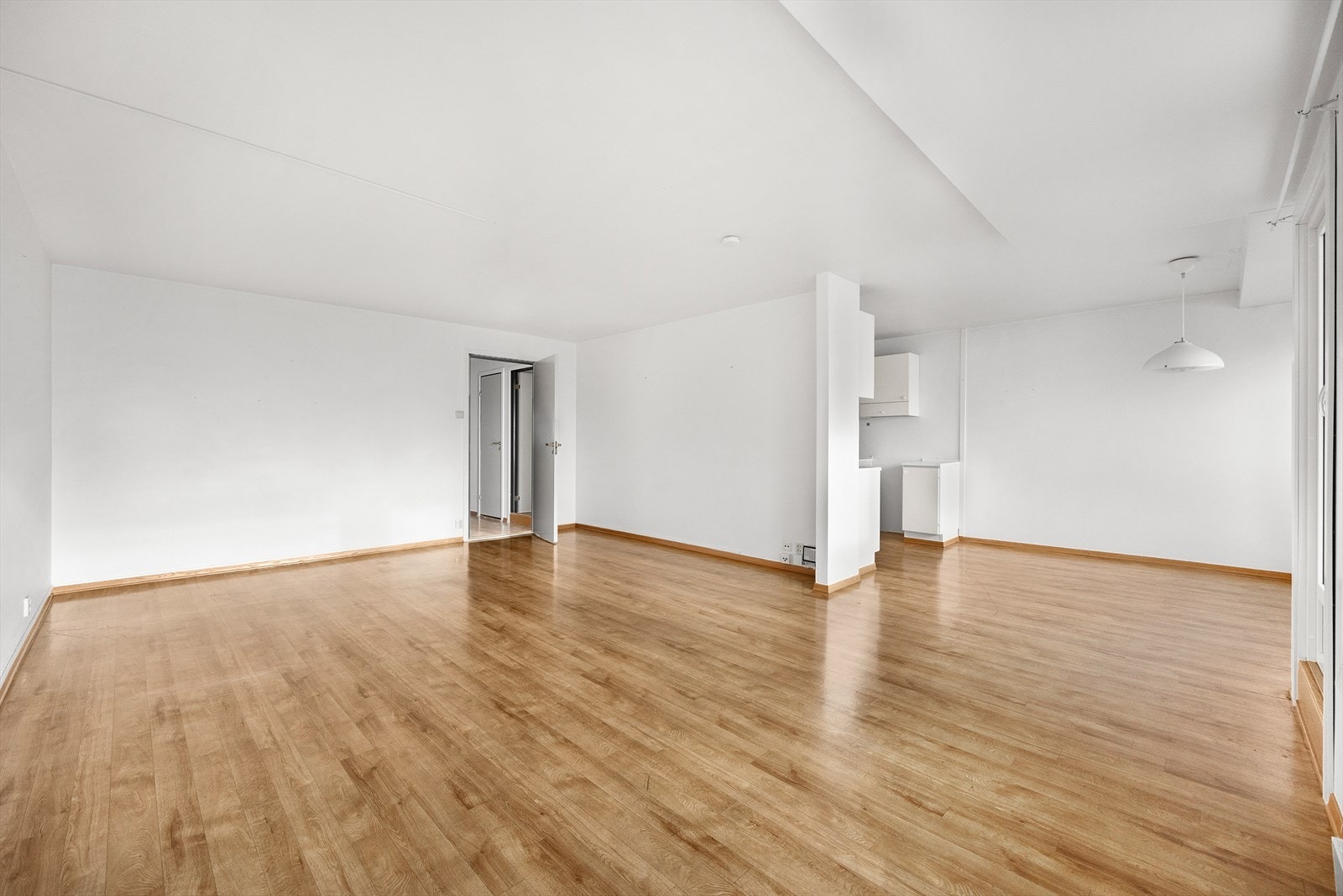 Romslig stue i delvis kombinasjon med kjøkken. Galleribilde