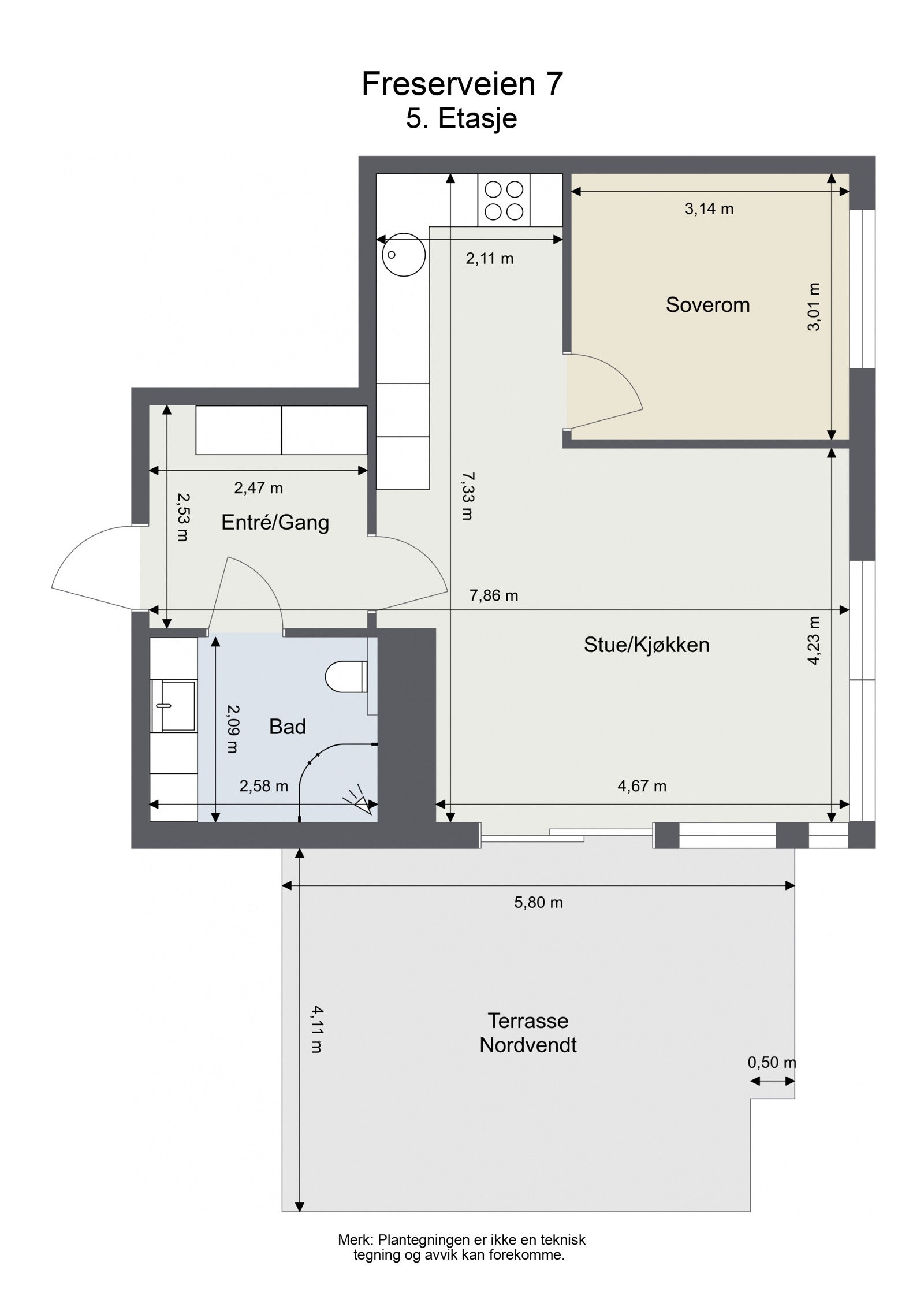 Planløsning. Med boligen følger bod i kjeller på 8 kvm. Galleribilde