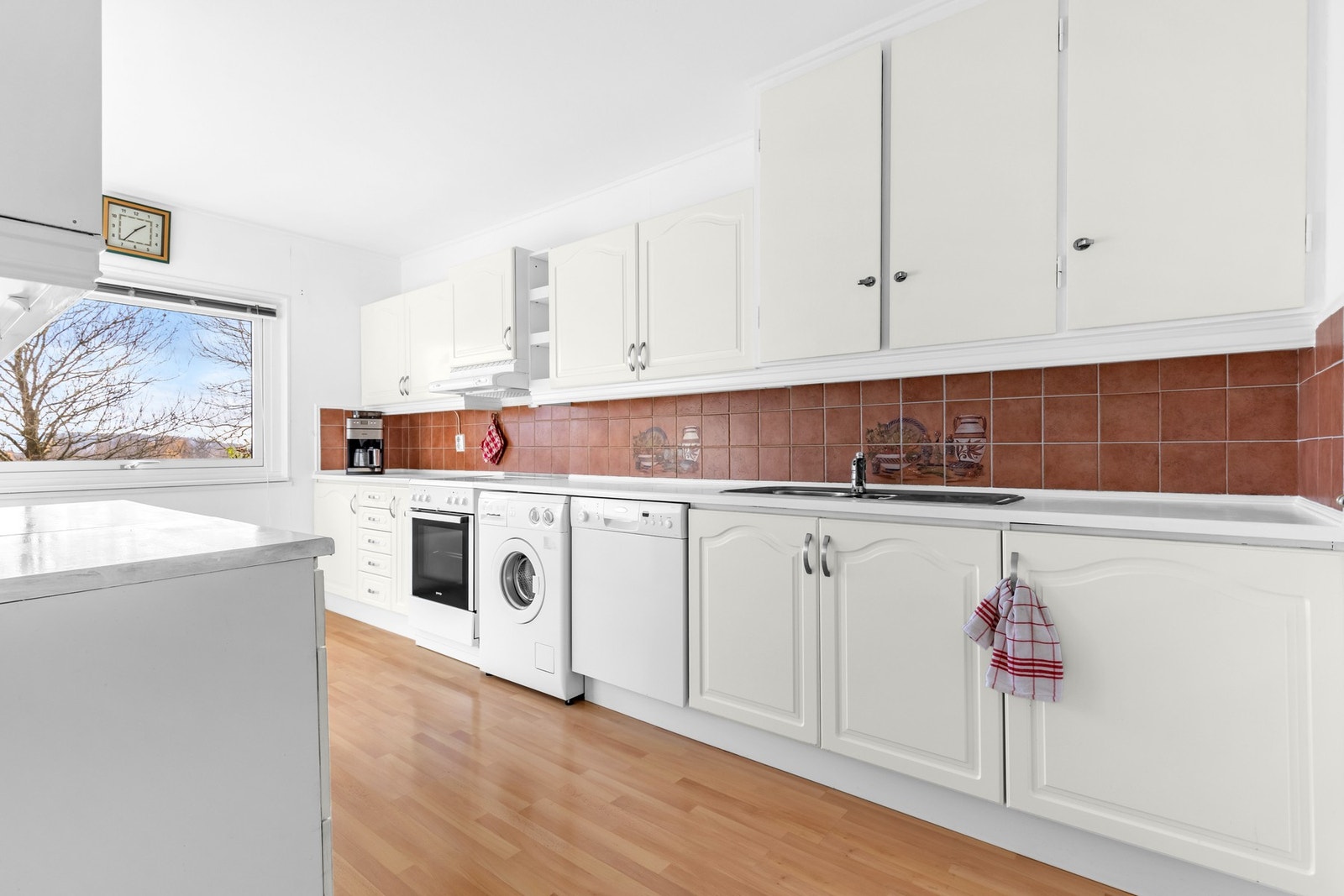 Det er opplegg for både oppvaskmaskin og vaskemaskin. Galleribilde