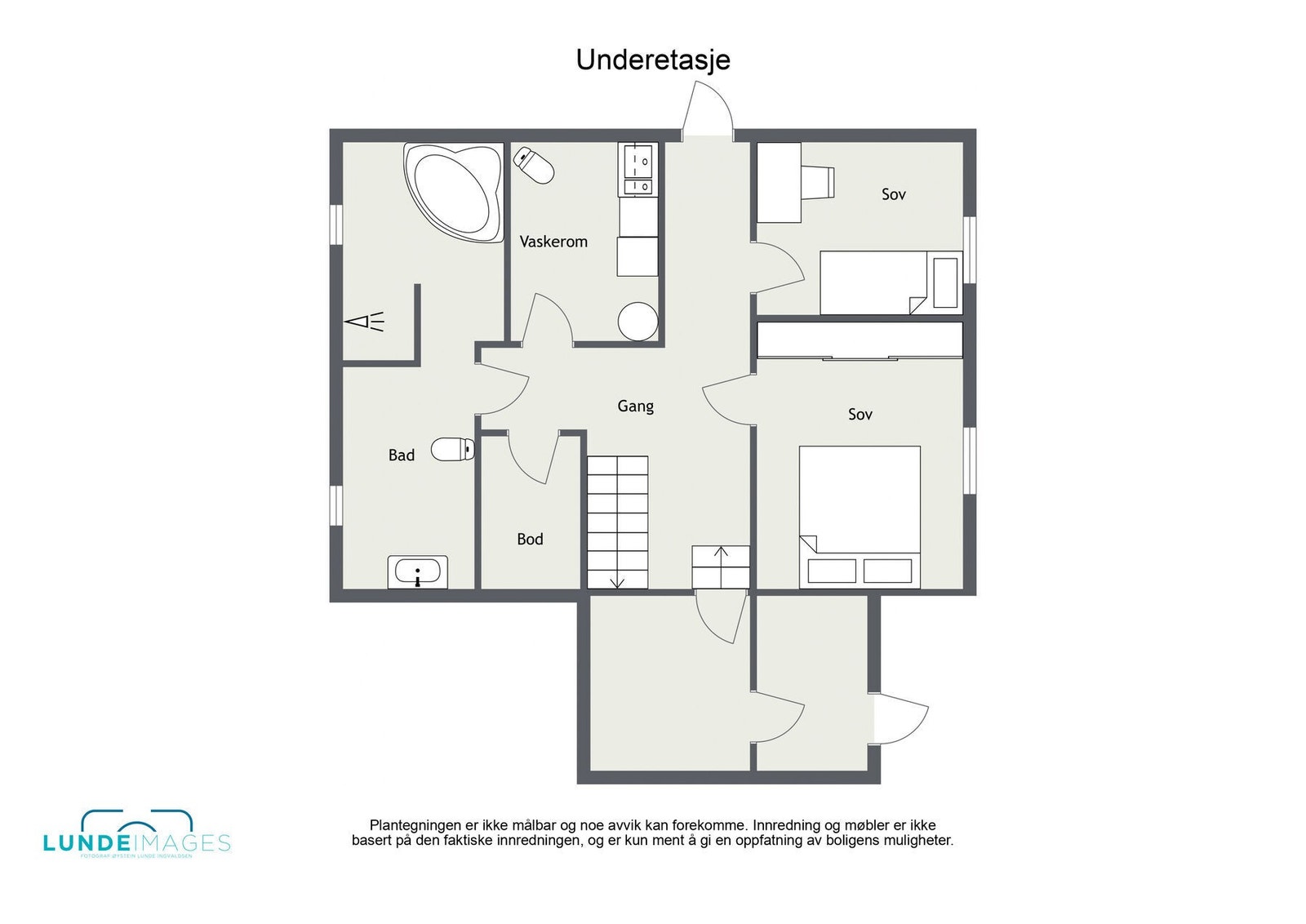 Planskisse underetasje - ikke målbar - underetasjen har et BRA-i på 75 kvm. Galleribilde