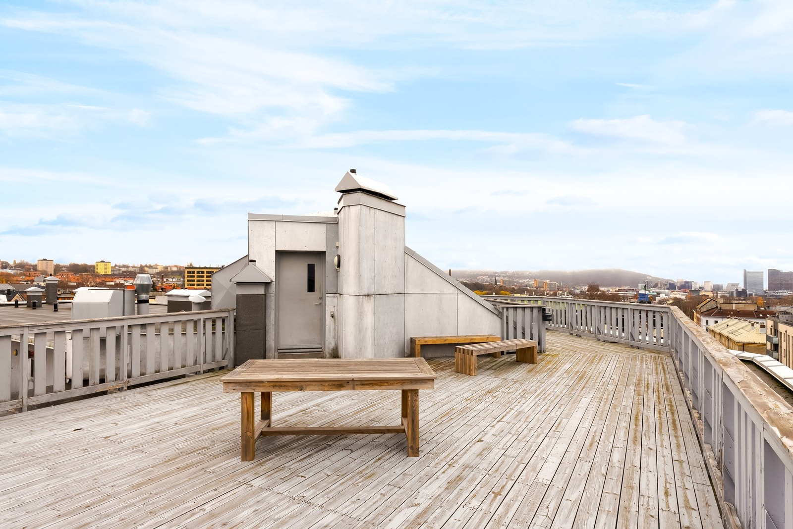 Til glede for beboerne er det en fantastisk takterrasse. Galleribilde