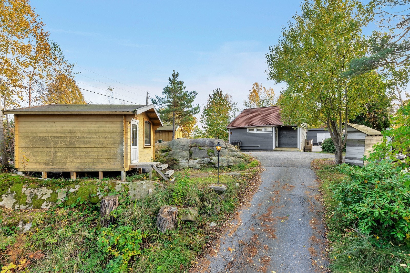 Huset ligger tilbaketrukket fra veien. Galleribilde