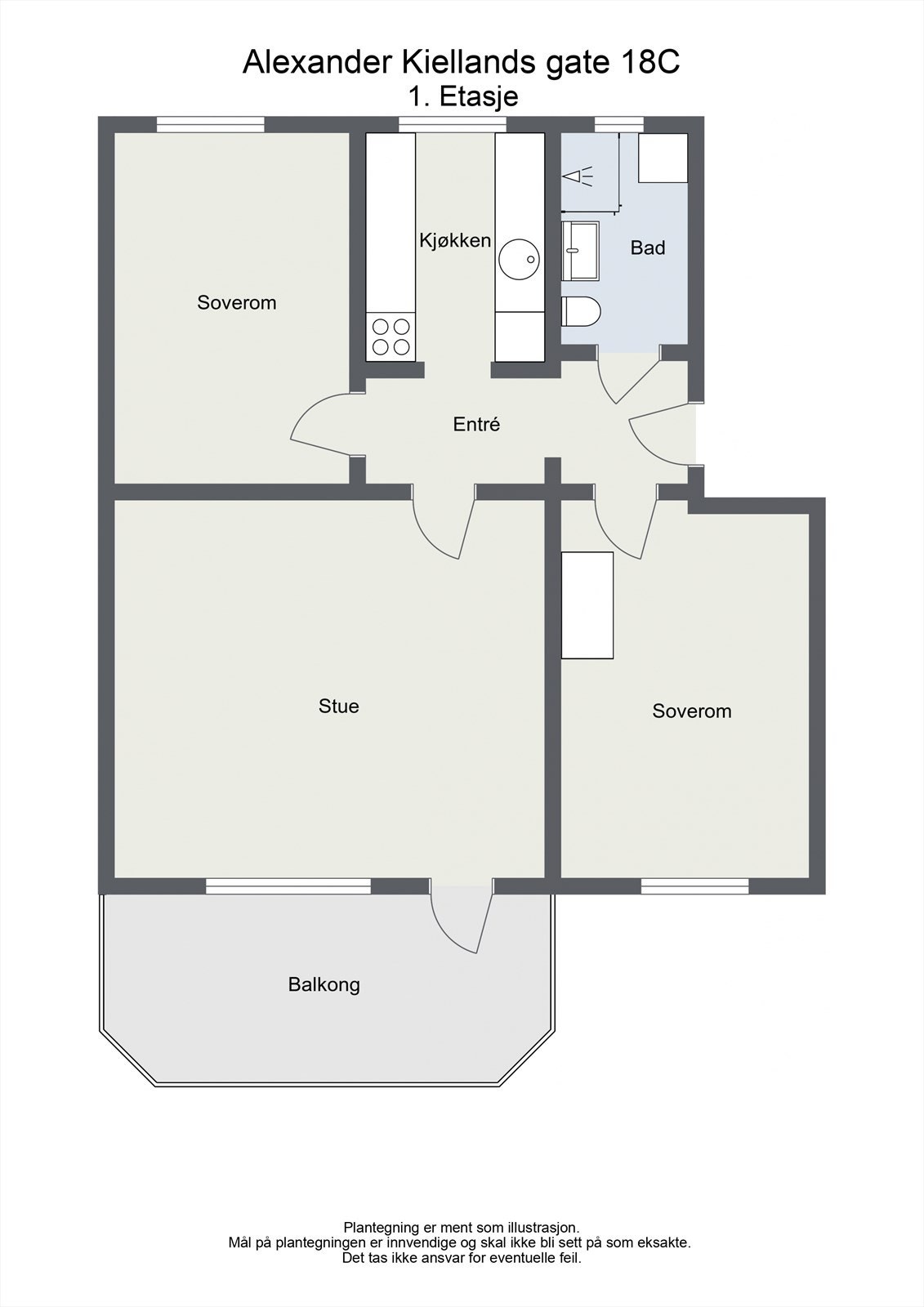 Floorplan letterhead - Alexander Kiellands gate 18C - 1. Etasje - 2D Floor Plan.jpg Galleribilde