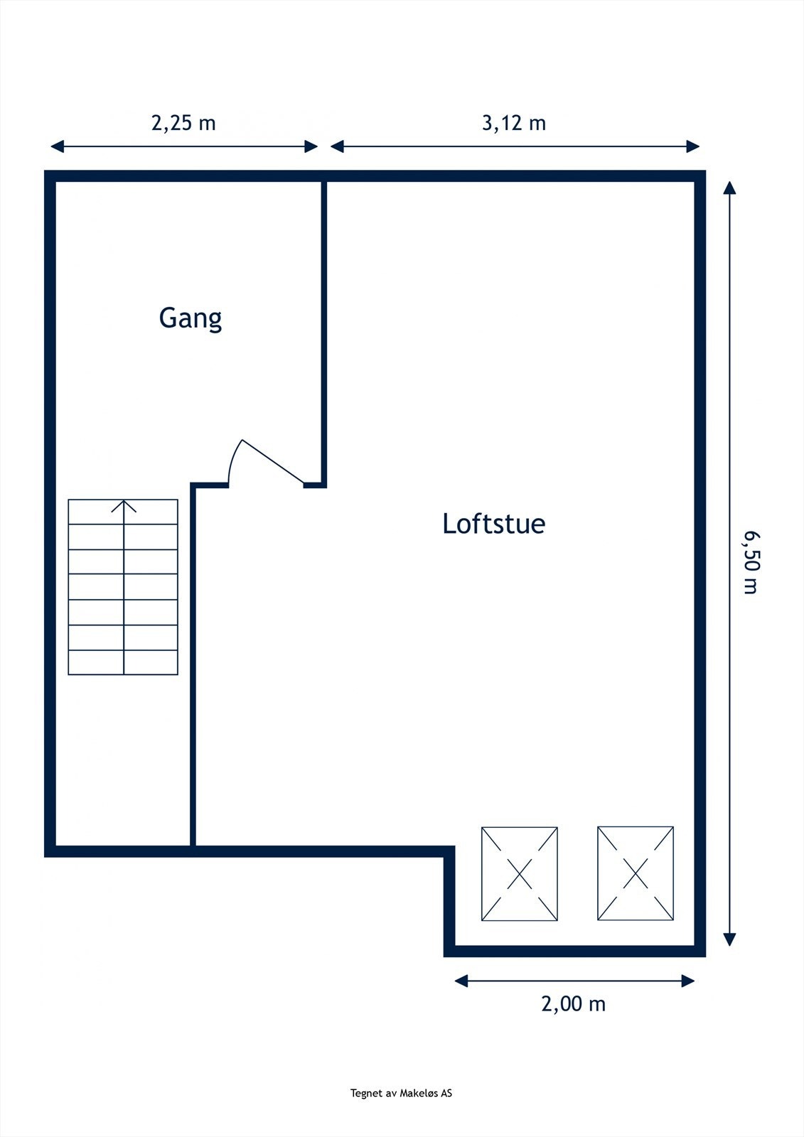 Plantegning loft. Galleribilde