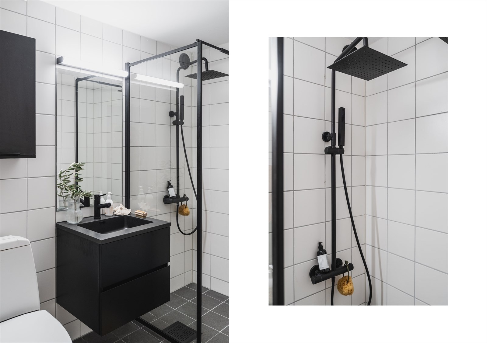 Delikat baderom med regnfallsdusj Galleribilde