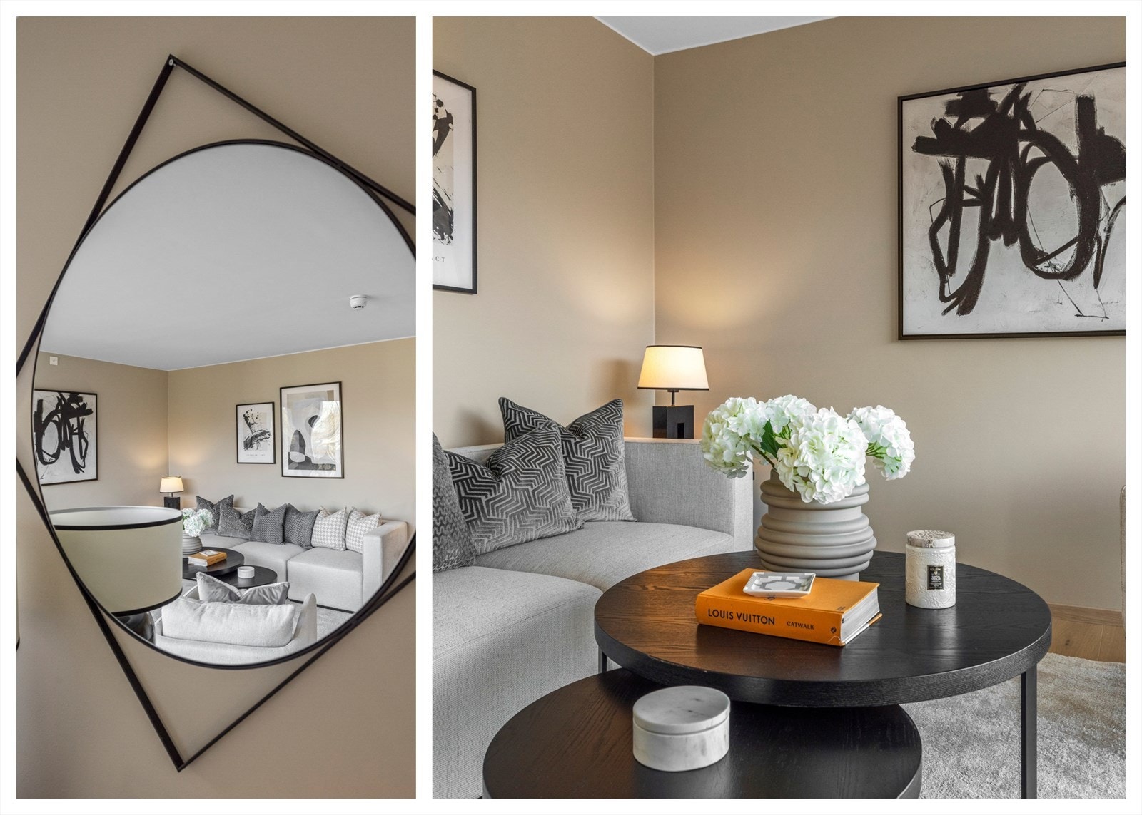 Rommet byr på glatte malte vegger og 1 stavs hvitpigmentert parkett og glatt malt himling. Galleribilde