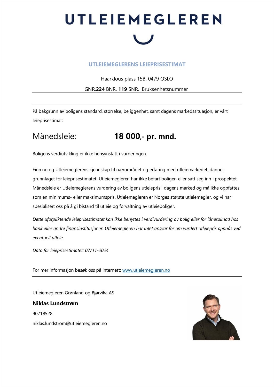 Leieprisestimat. Galleribilde