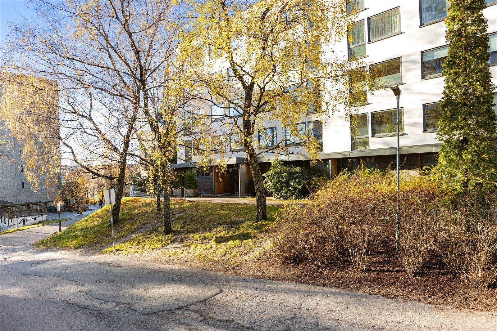 Hyggelige fellesområder. Like utenfor inngangsdøren ligger Rema 1000 og søndagsåpne "Frukt og grønt" Galleribilde