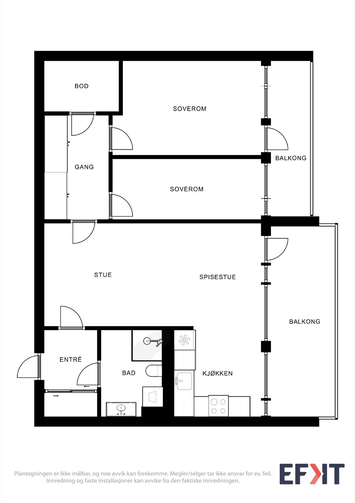 Meget arealeffektiv planløsning Galleribilde