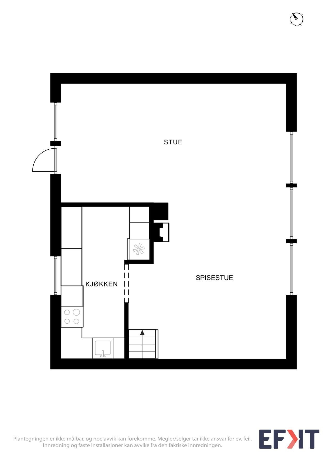 Stue og kjøkken 1. etasje Galleribilde
