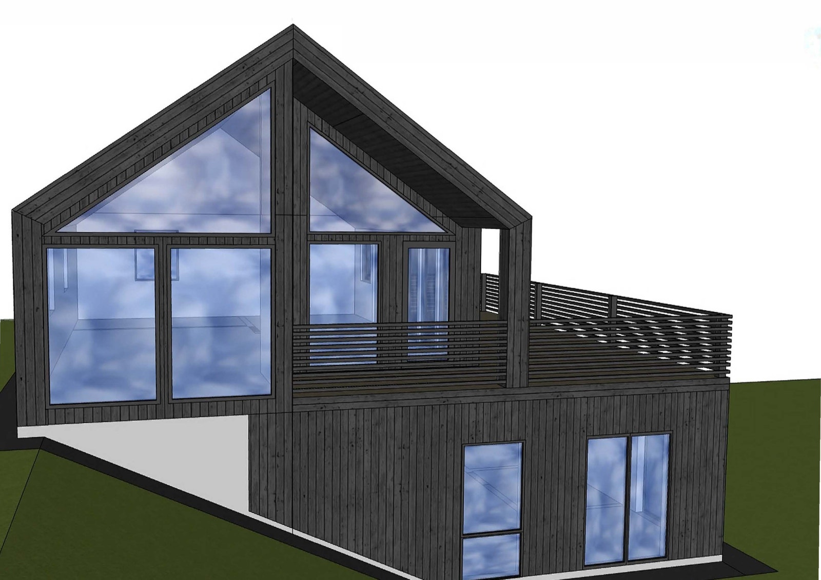 Den store glassfasaden får Naturen og utsikten inn i hytta Galleribilde