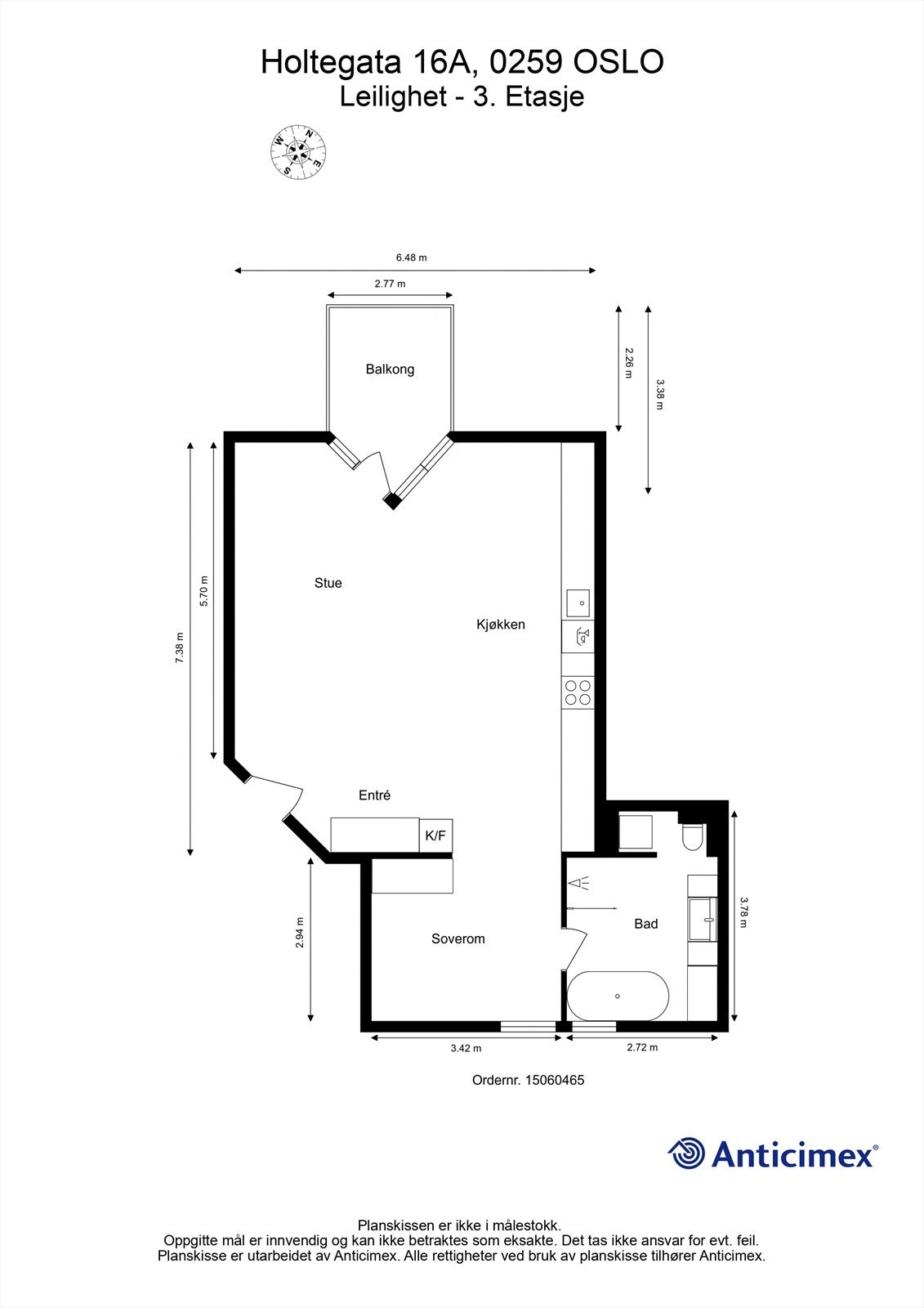 Plantegning, 3. etasje. Galleribilde
