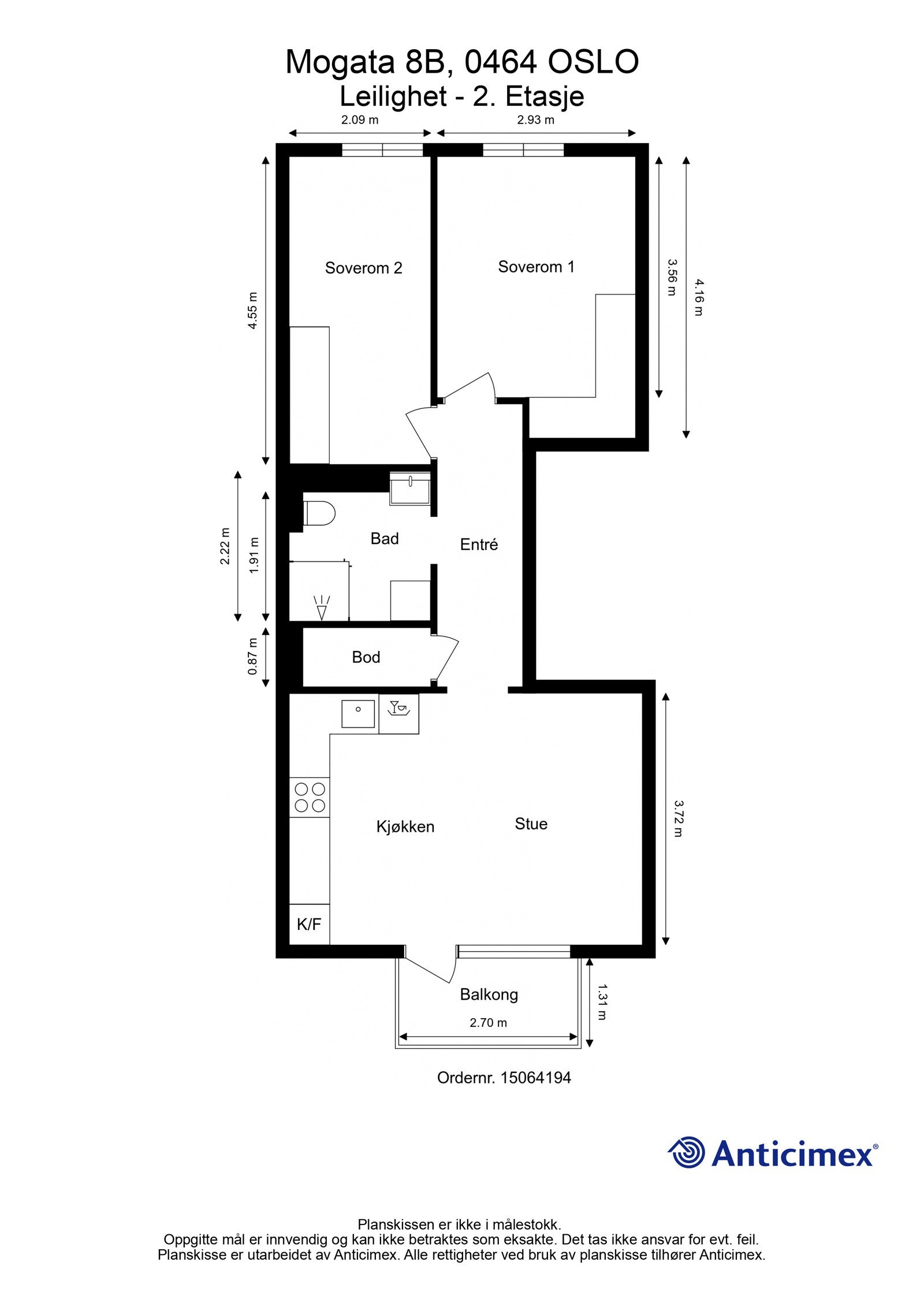 Leiligheten ligger i byggets 2. etasje og har en praktisk planløsning med luftige og gode rom. Galleribilde