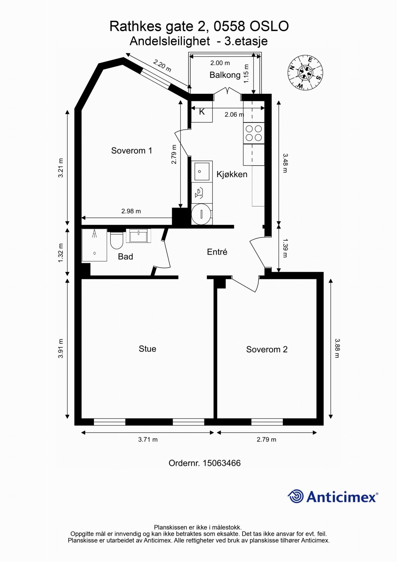 Dagens planlsøning av leiligheten. Galleribilde