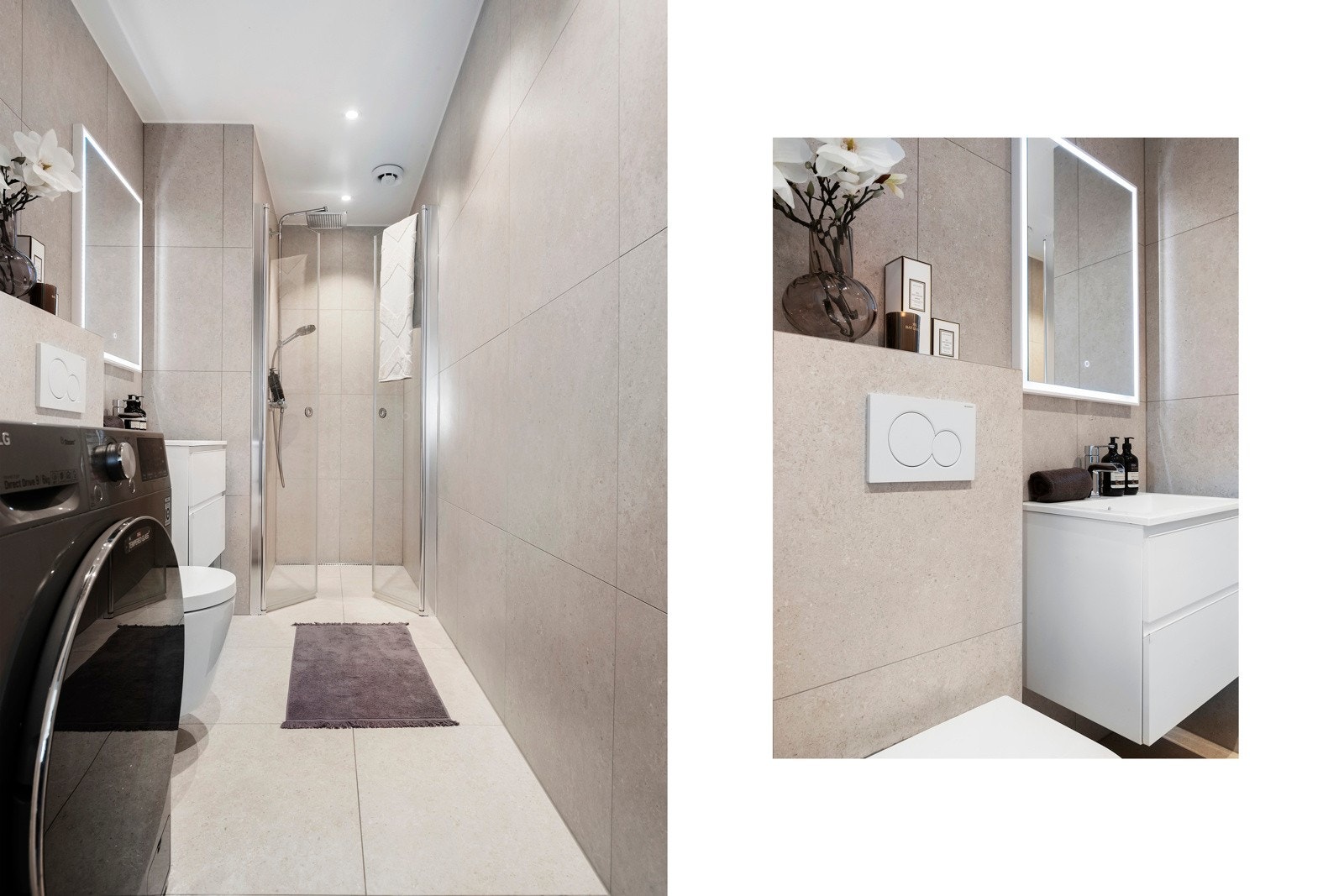 Bad/ wc med plass for vaskemaskin/ tørketrommel - Lekkert og moderne Galleribilde