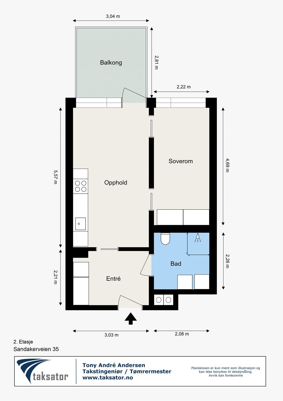 Plantegning - Sandakerveien 35 - 2. Etasje - Ikke målbar Galleribilde