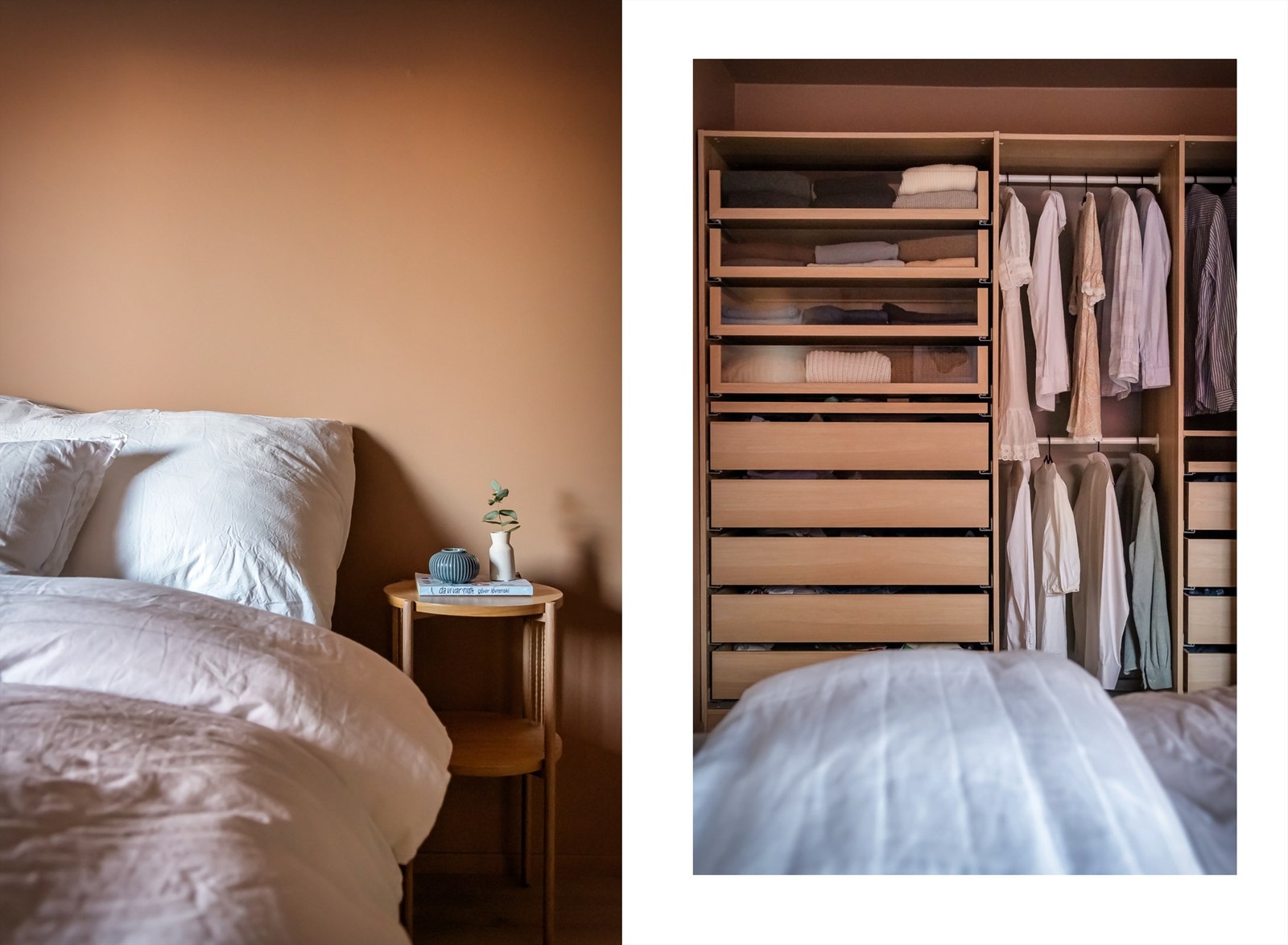 De moderne fargevalgene skaper lun atmosfære på soverommet Galleribilde