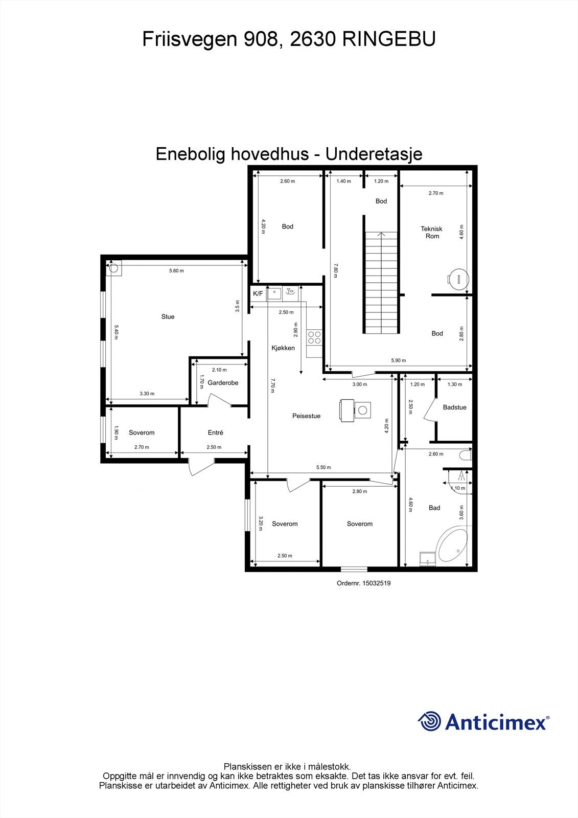 Plantegning - hovedhus (u. etasje) Galleribilde