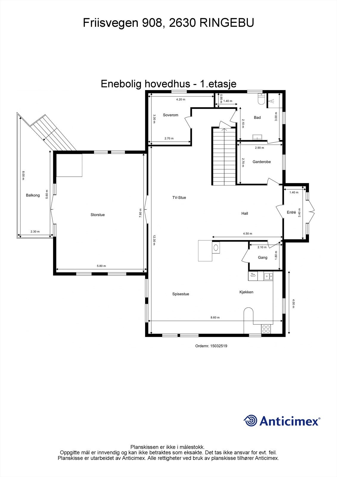 Plantegning - hovedhus (1. etasje) Galleribilde