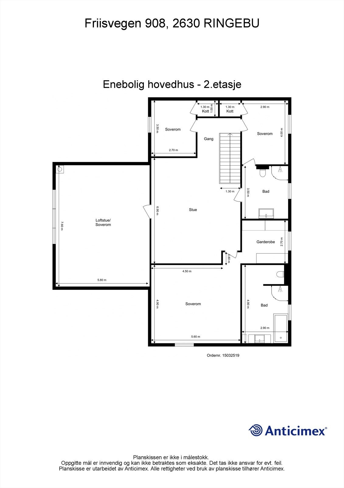 Plantegning - hovedhus (2. etasje) Galleribilde