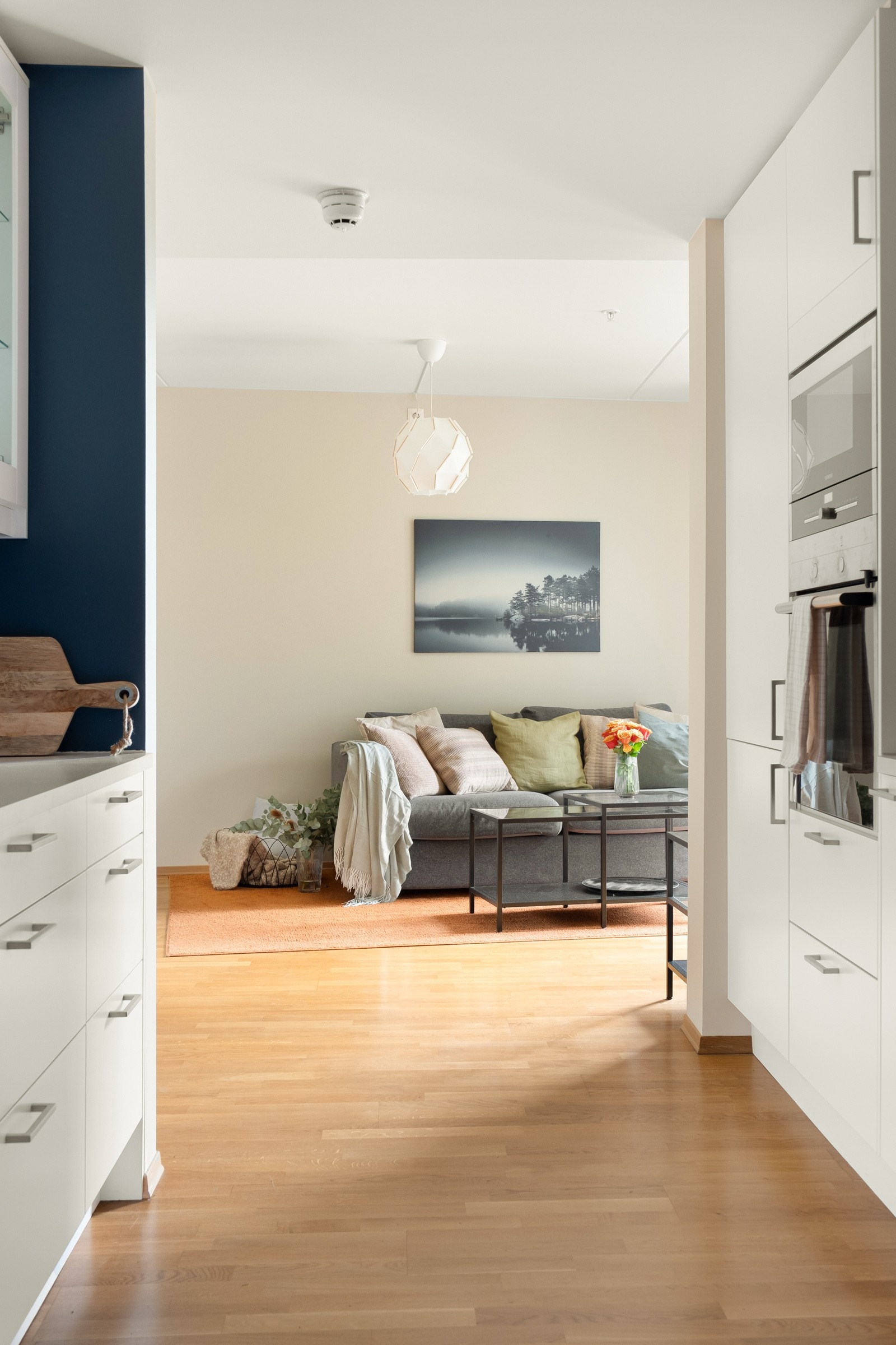 Hvitevarene, som kjøle-/fryseskap, stekeovn, mikrobølgeovn og oppvaskmaskin, er integrert og følger med. Galleribilde