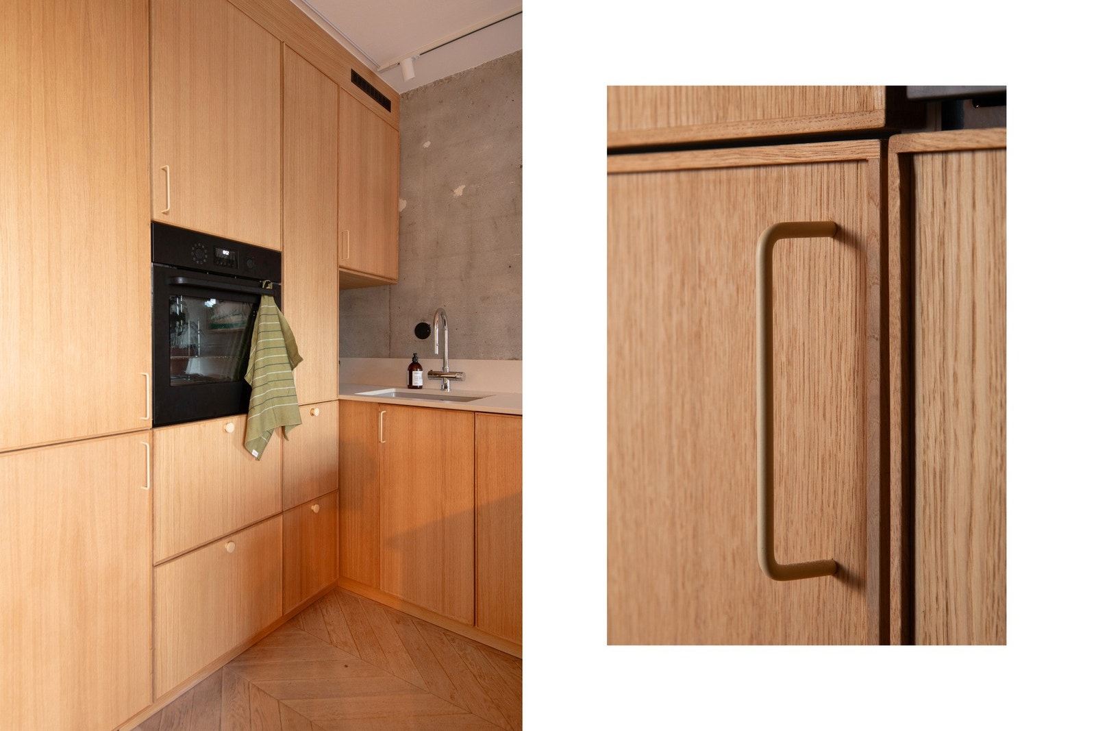 Kjøkkenet har en solid IKEA stamme og elegante eikefronter levert av Noremax. Galleribilde