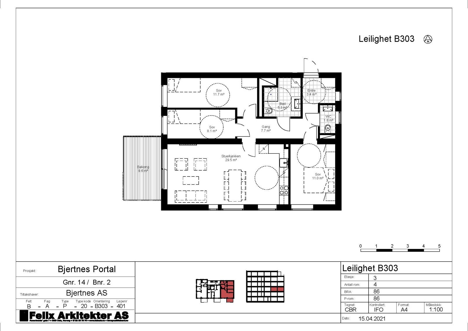 Plantegning som består av; Entré, bad/wc, ekstra wc, 3 soverom, åpen stue/kjøkkenløsning, terrasse, bod i kjeller samt mulighet for kjøp av garasjeplass Galleribilde