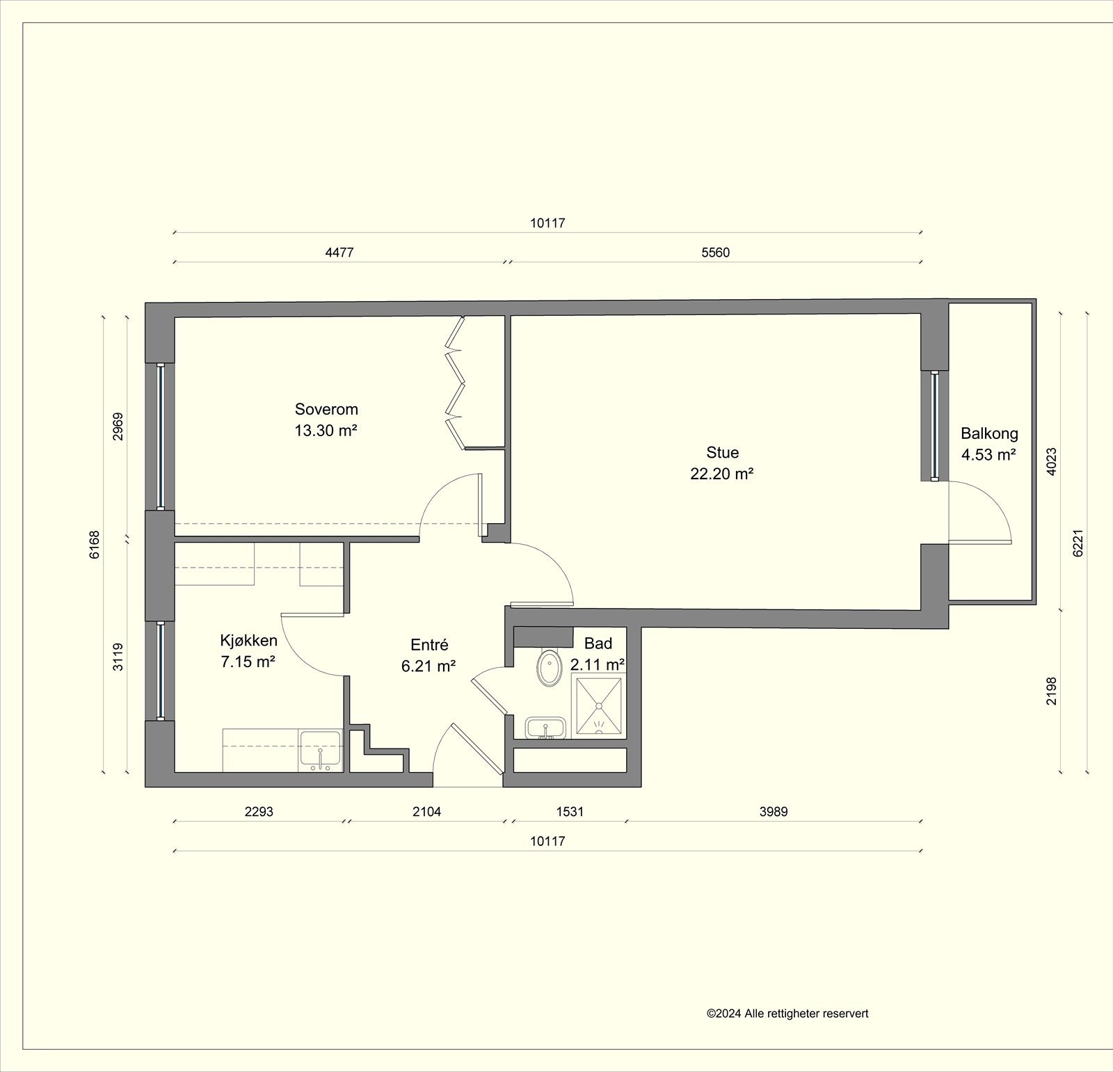 Plantegning fra takstmann. Avvik kan forekomme. Galleribilde