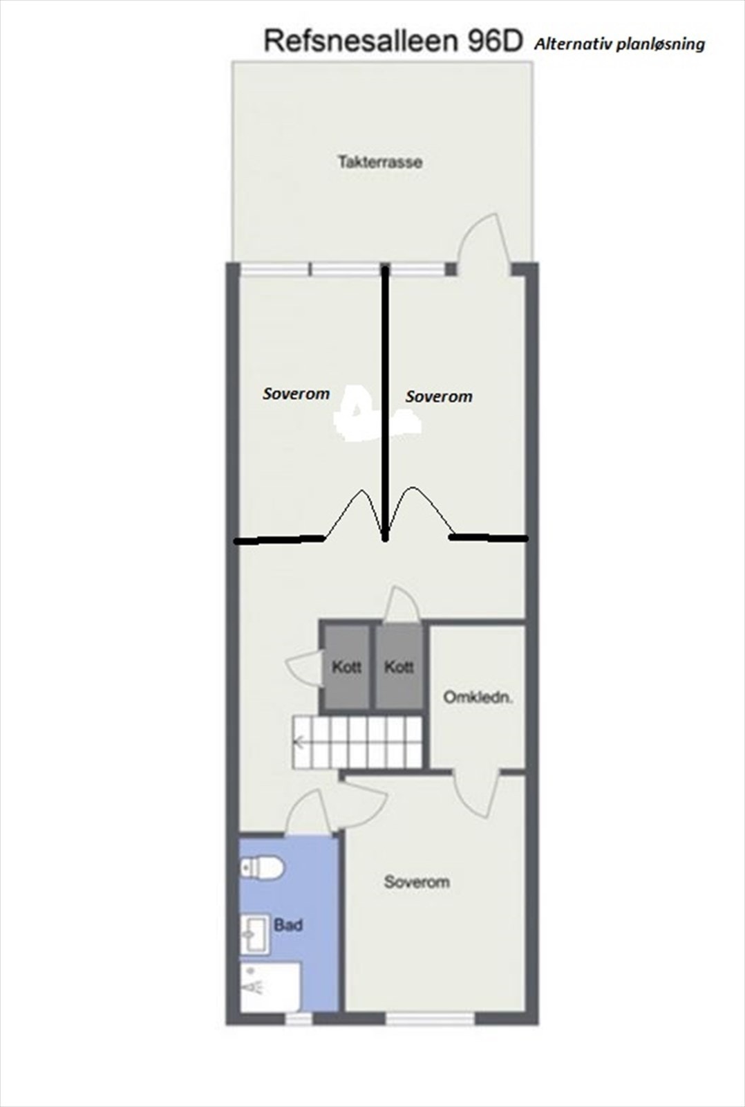 Alternativ planløsning, andre etasje iht. original løsning Galleribilde