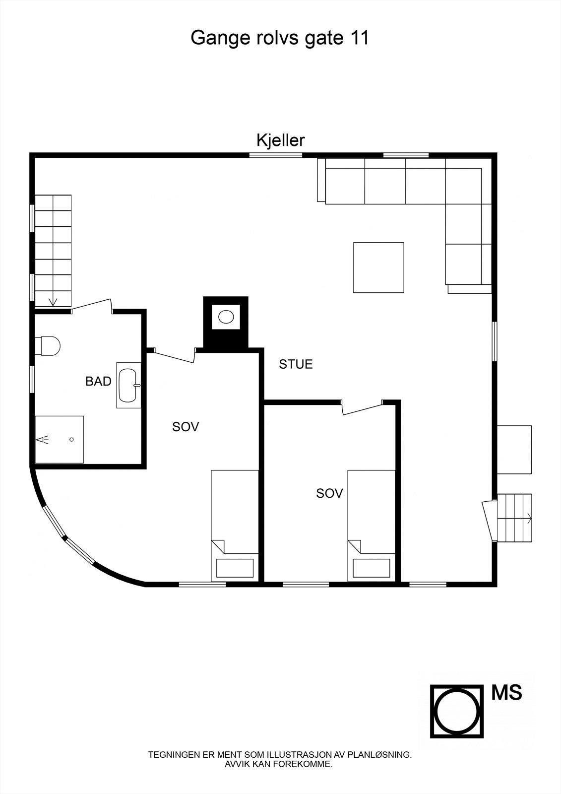 Floorplan letterhead - Gange rolvs gate 11 - Kjeller - 2D Floor Plan Galleribilde