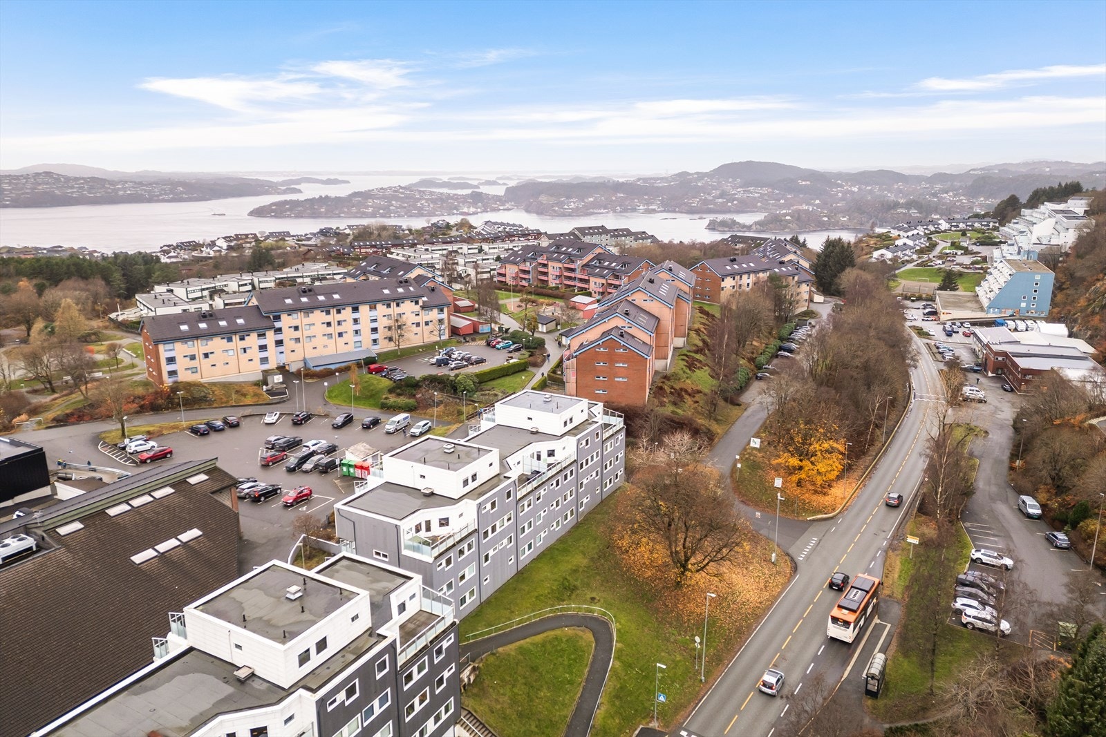 Dronefoto av området. Galleribilde