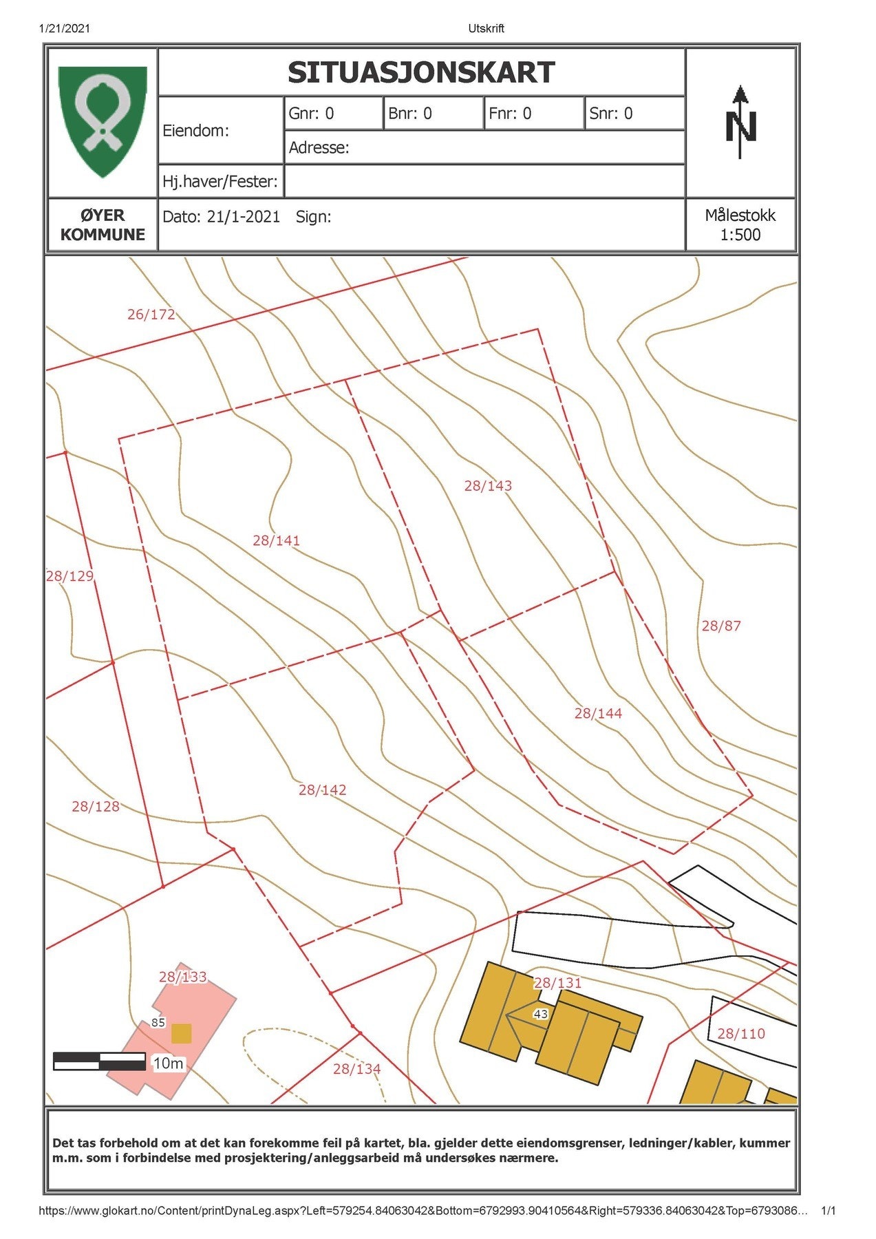 Tomtearealer. Tomt 3 har gnr/bnr 28/143 Galleribilde